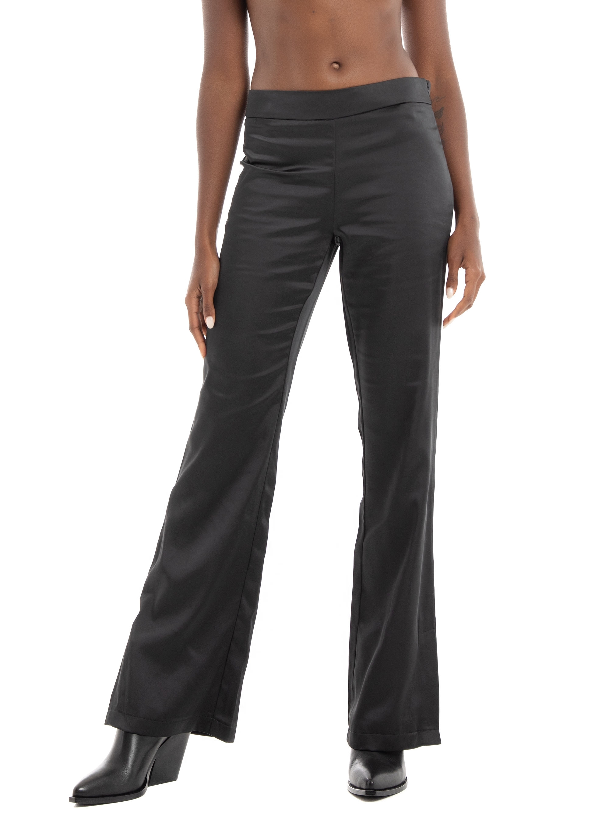 Only Paige-Mayra Mw Flared Slit Pants - Black