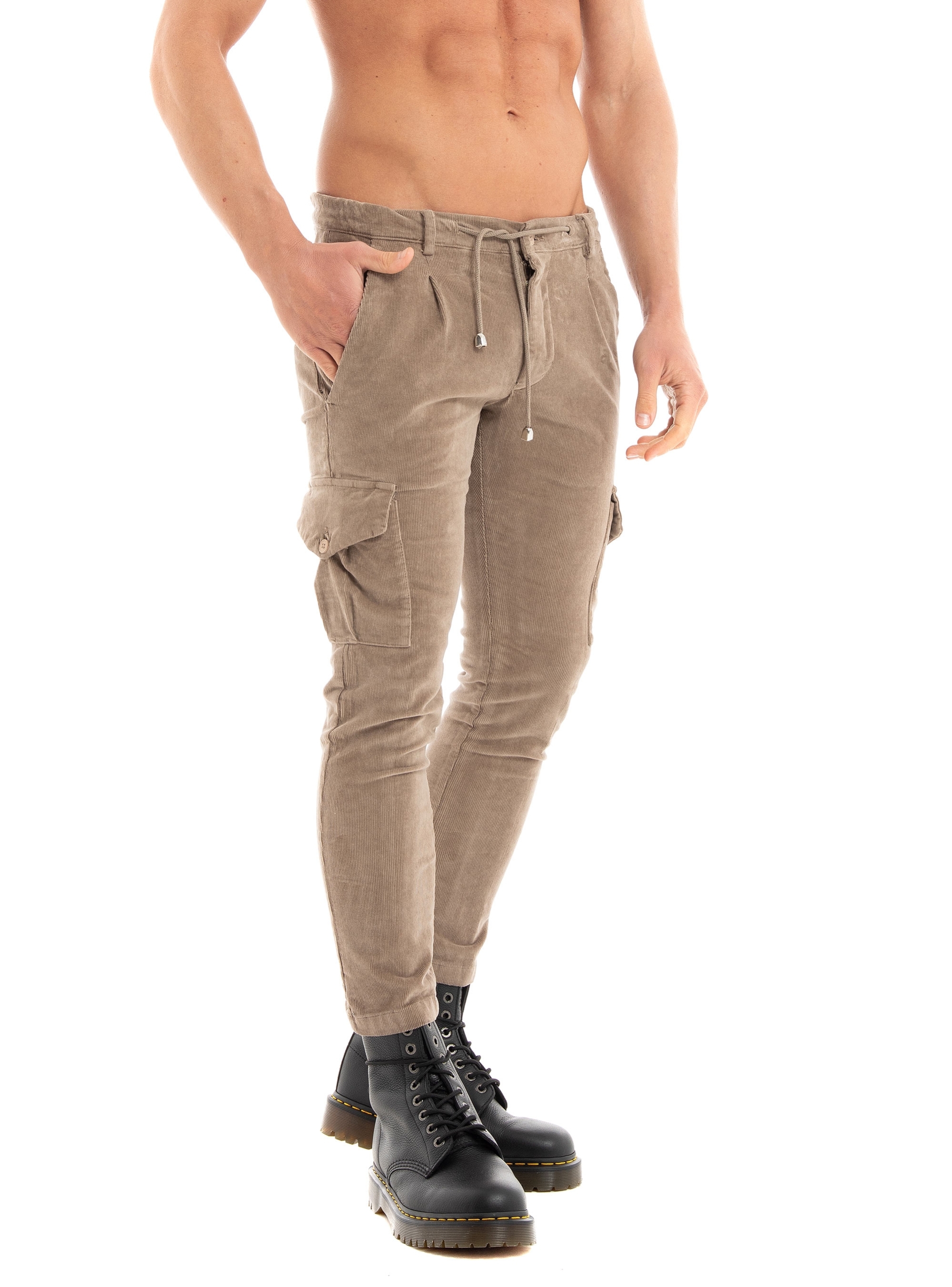 Paul Miranda Corduroy Cargo Pants - Light Brown