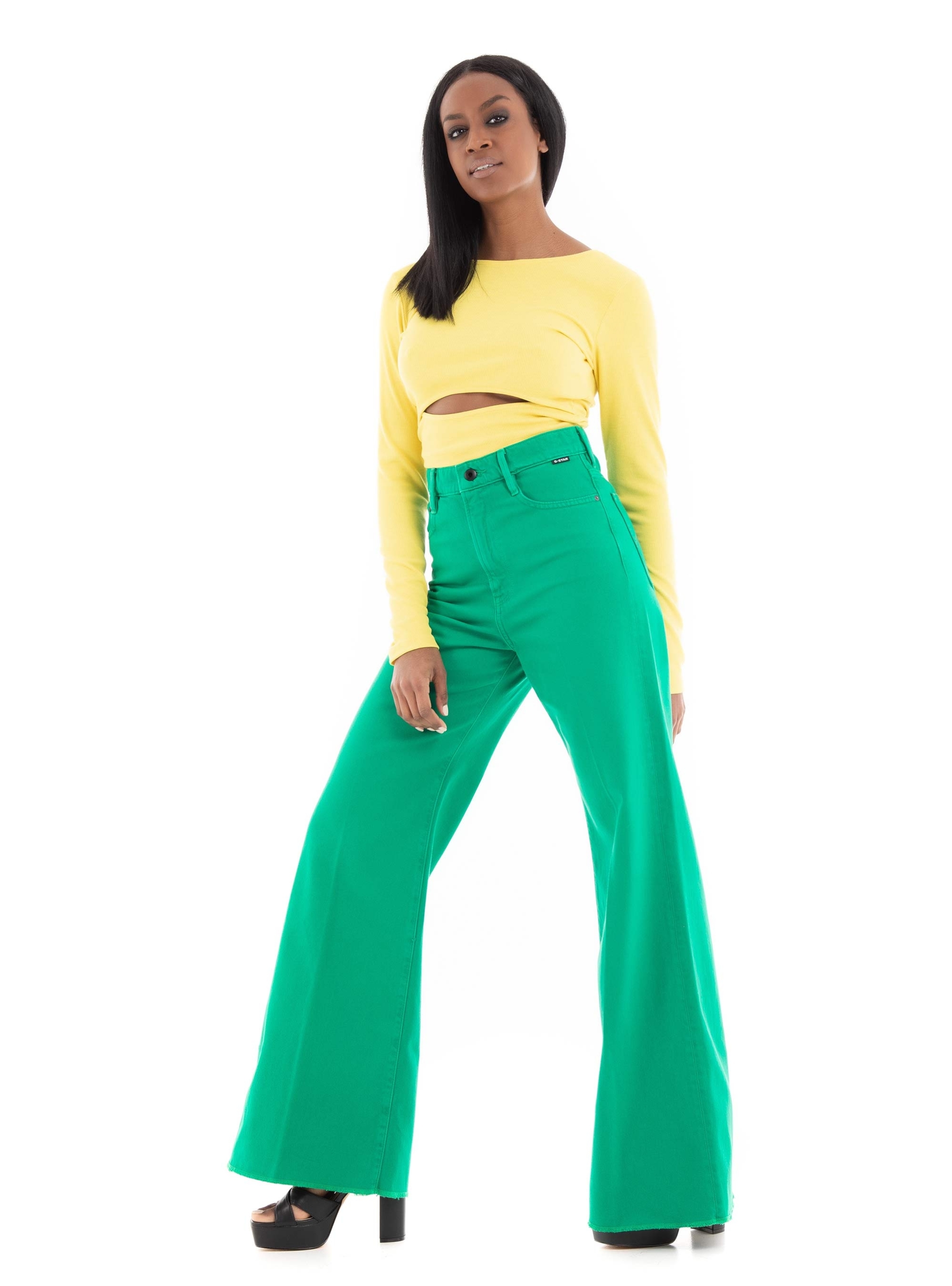 Only Trina Rib Box Top  - Banana