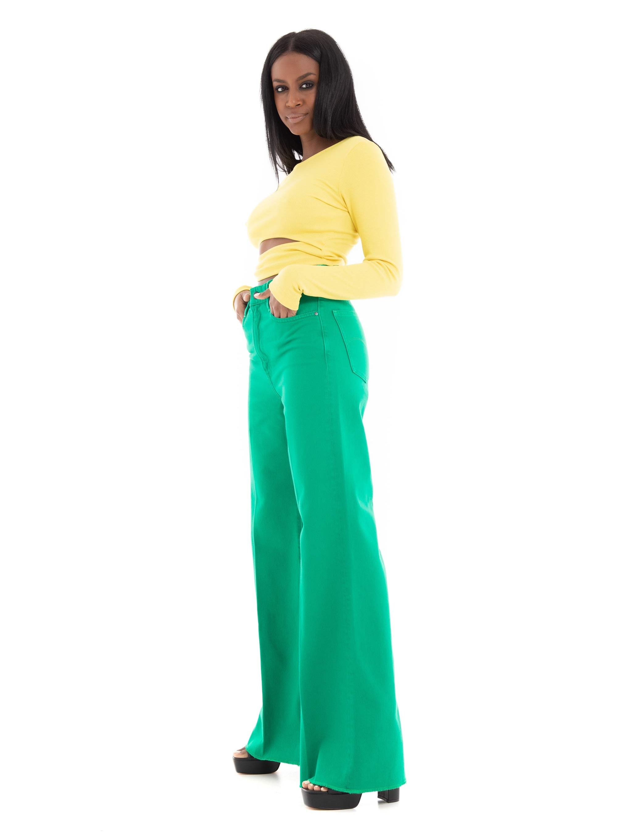 Only Trina Rib Box Top  - Banana