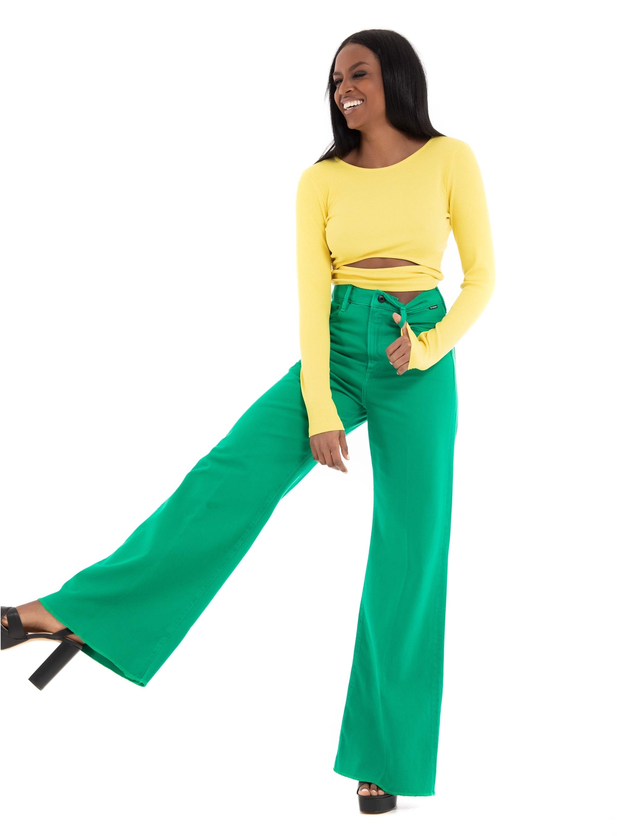 Only Trina Rib Box Top  - Banana