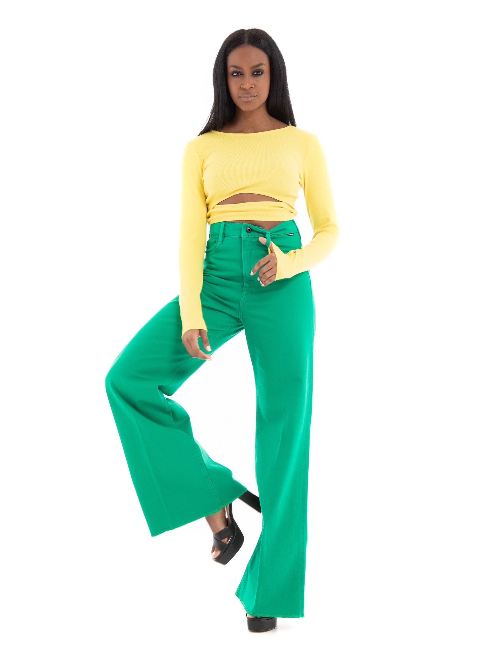 Only Trina Rib Box Top  - Banana