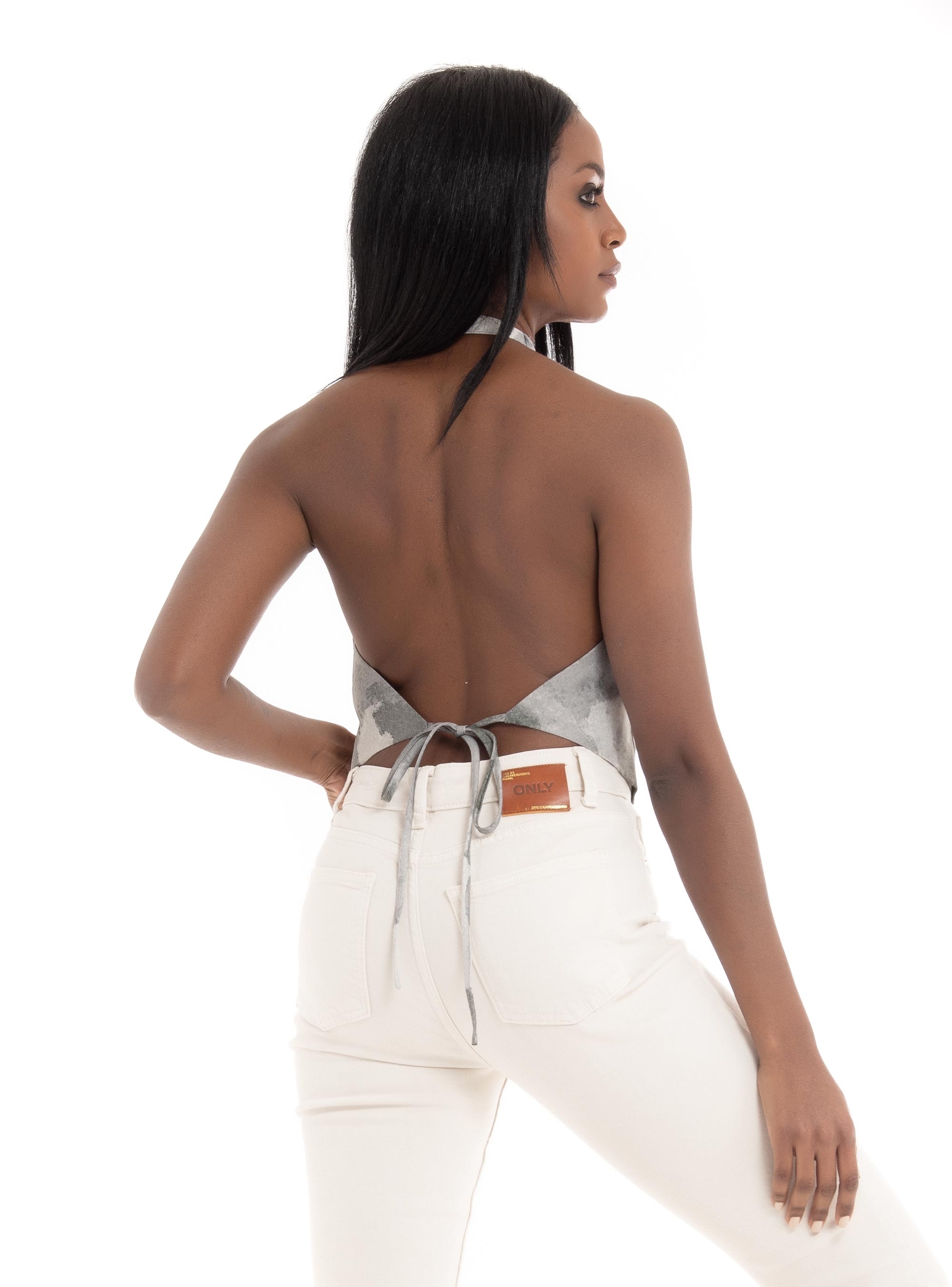 JJXX Penny Satin Scarf Top - Grey