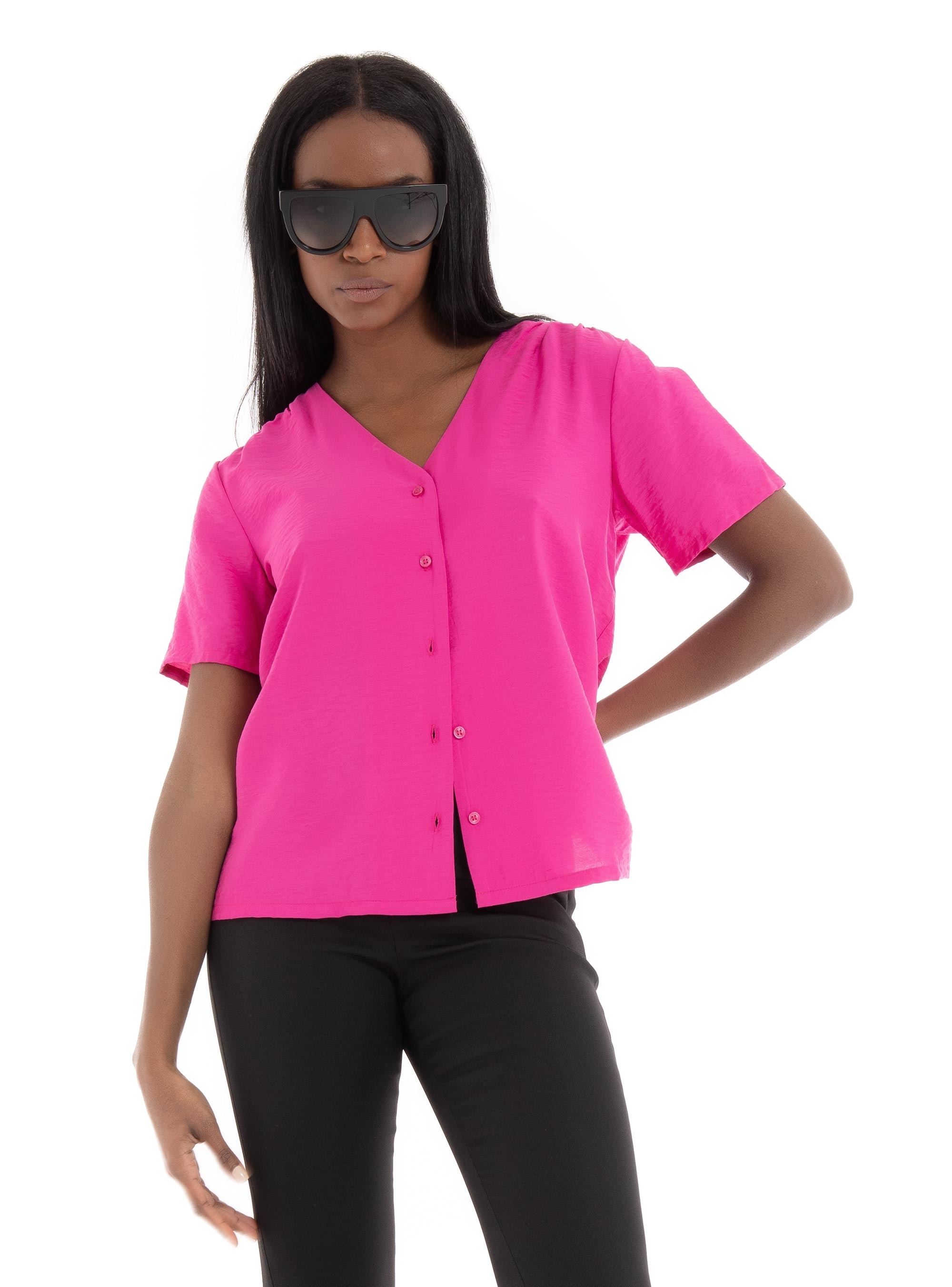 Only Sandy Life Button Top - Magenta