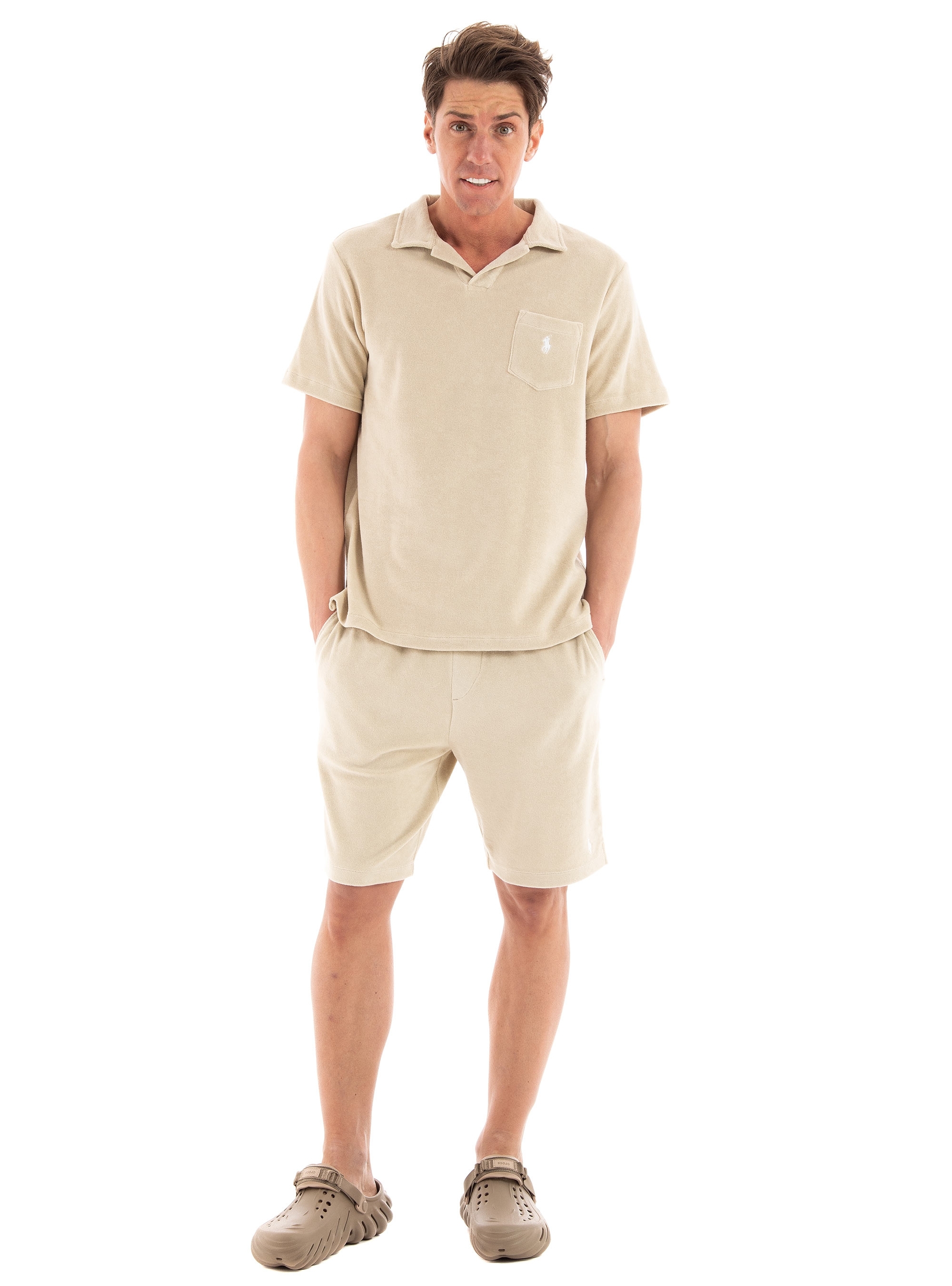 Polo Ralph Lauren Custom Slim Fit Terry Polo Shirt - Beige