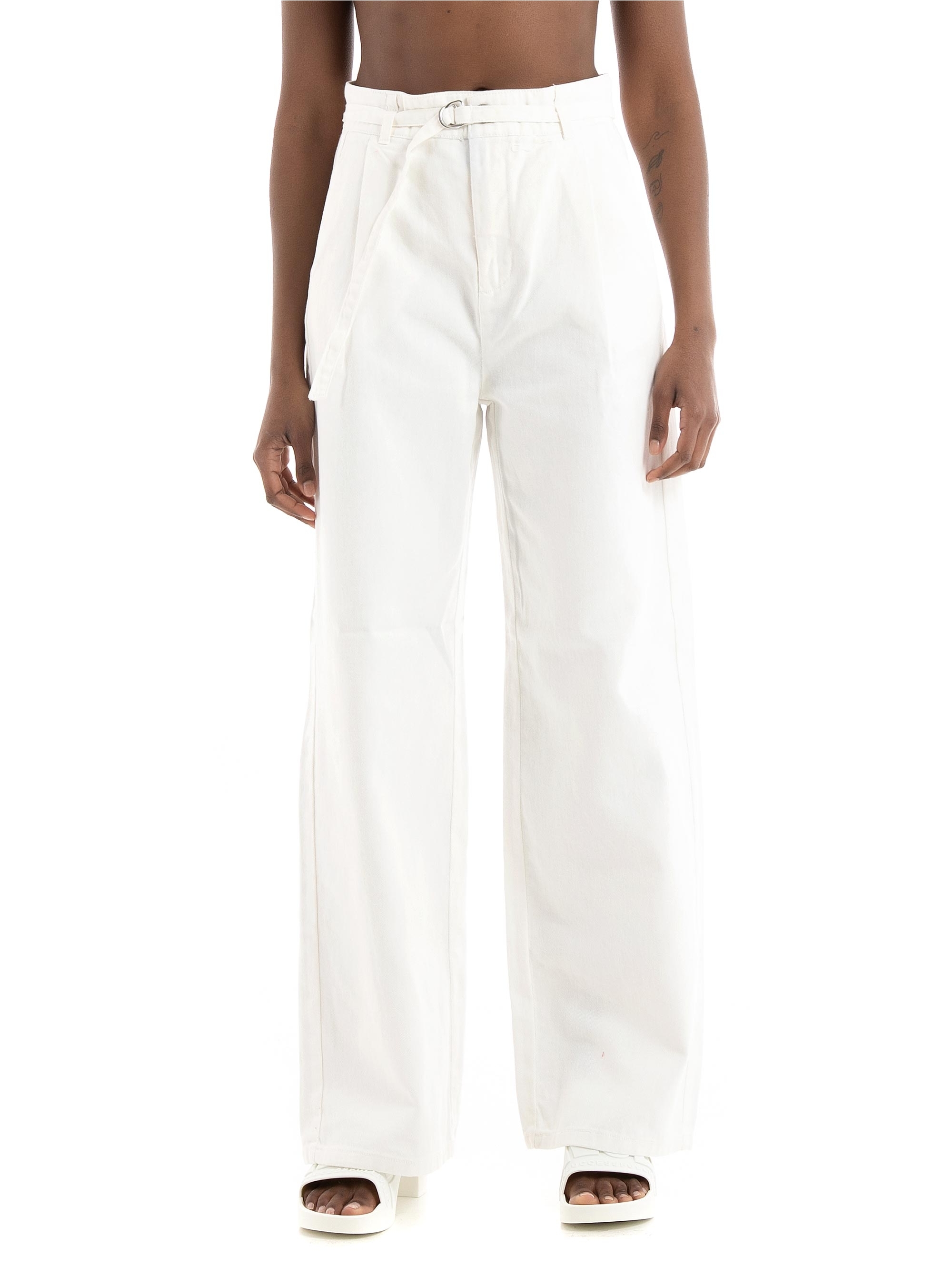 Only Devorah High Waist Belt Wide Pants - White