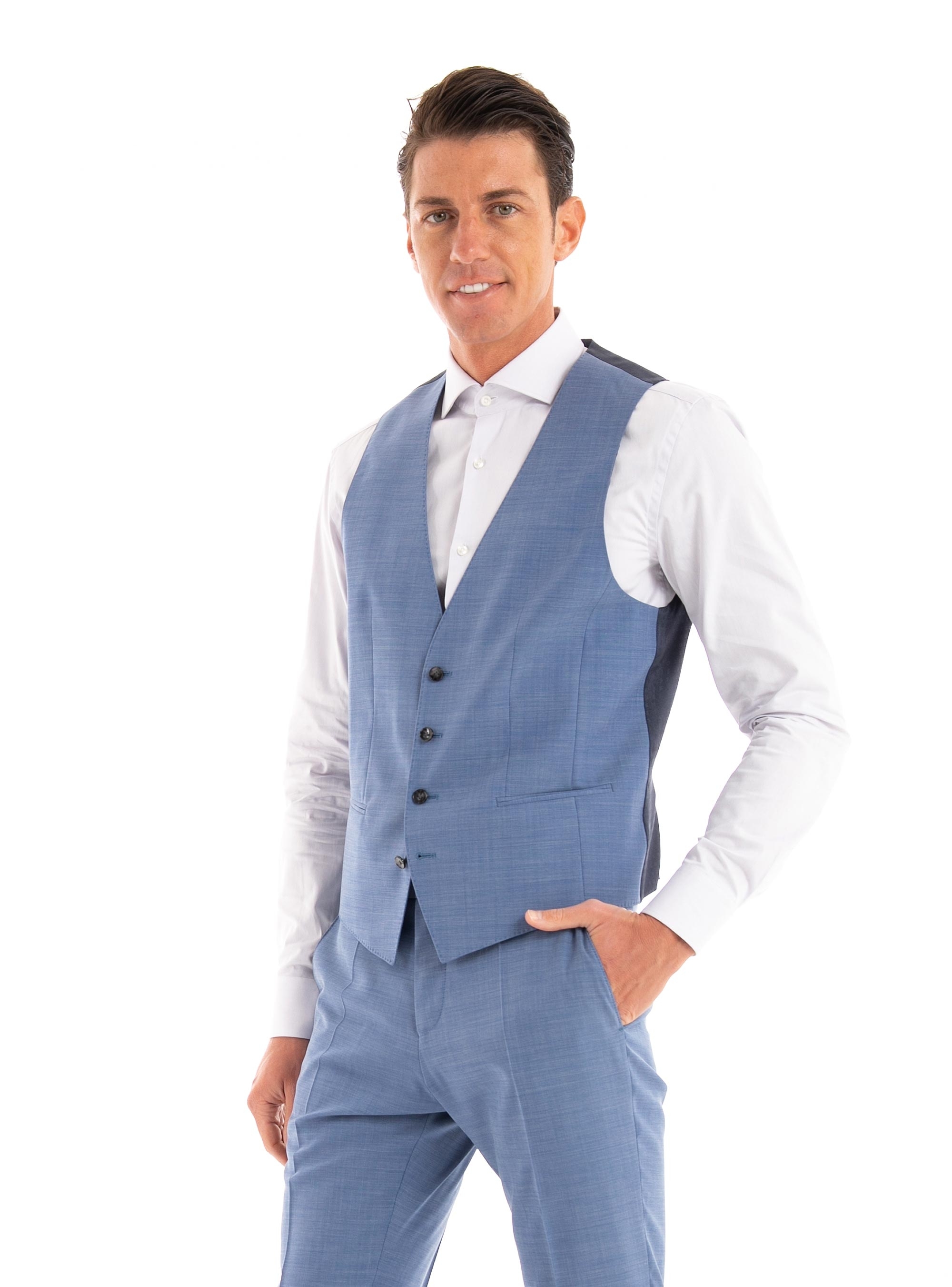 BOSS Slim Fit Waistcoat H-Huge-Vest-MM-224 - Sky Blue