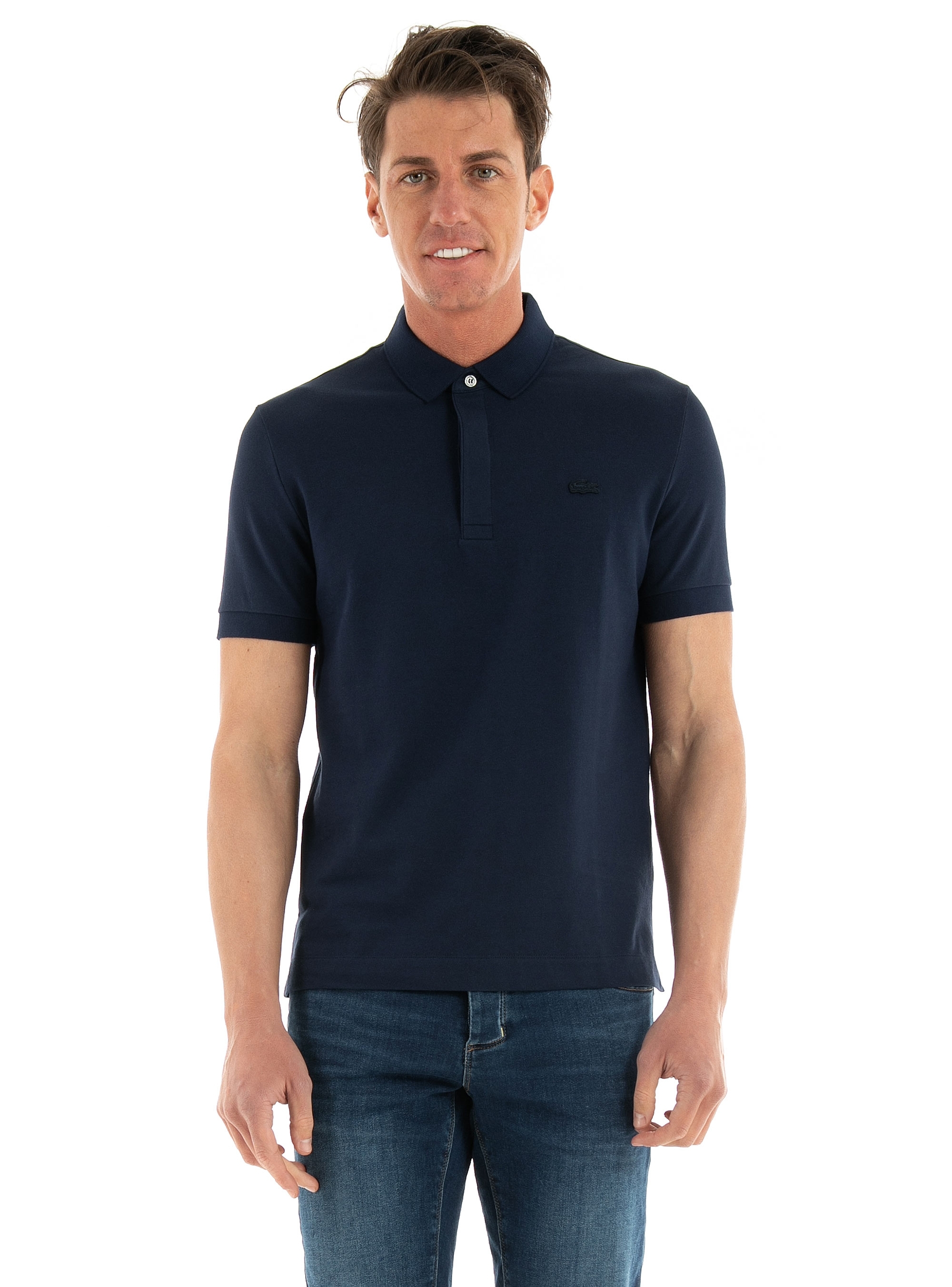 Lacoste Regular Fit Stretch Piqué Polo Shirt - Navy