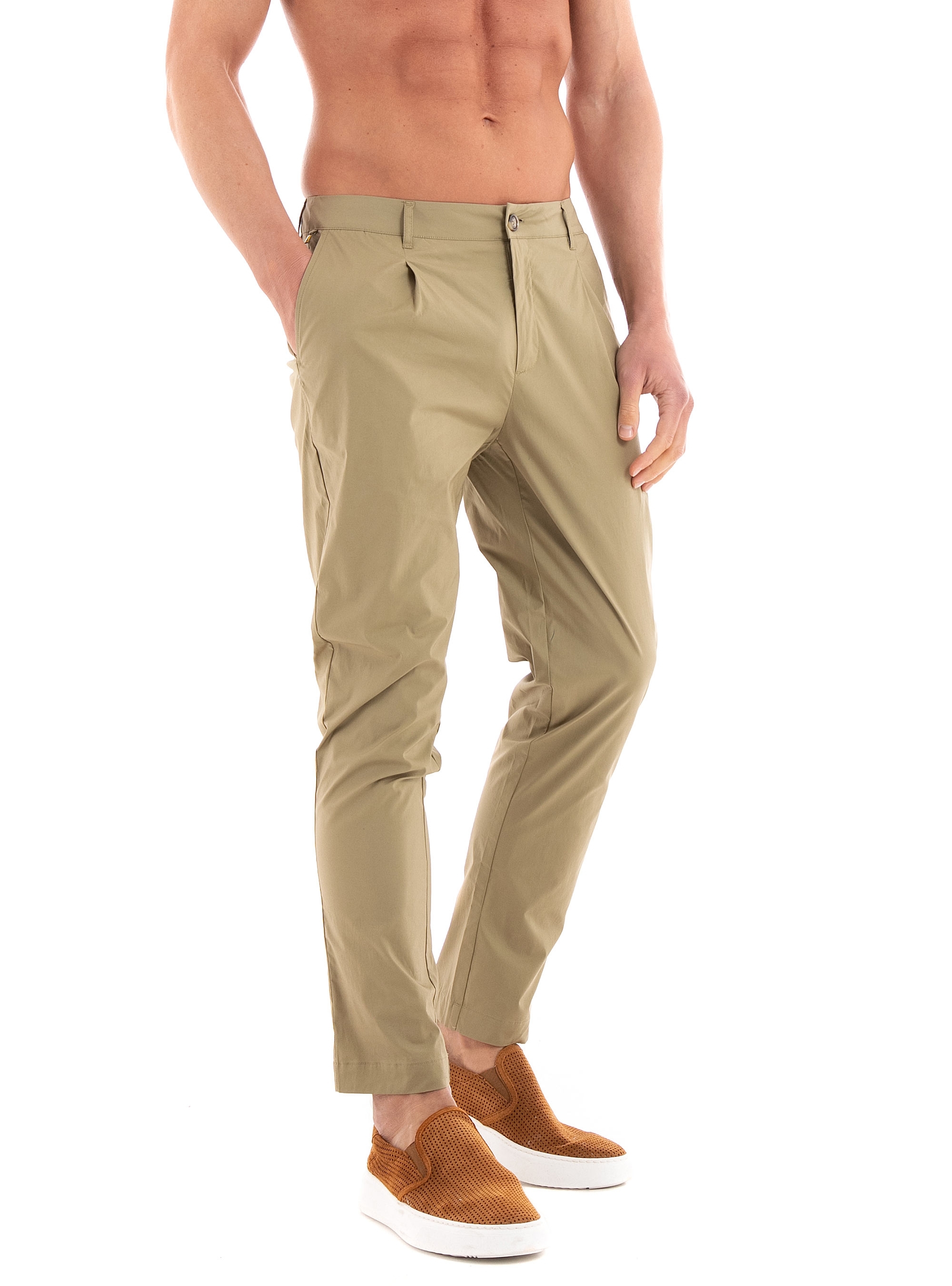 Scotch & Soda Blake Lightweight Poplin Pleated Chino Pants - Khaki