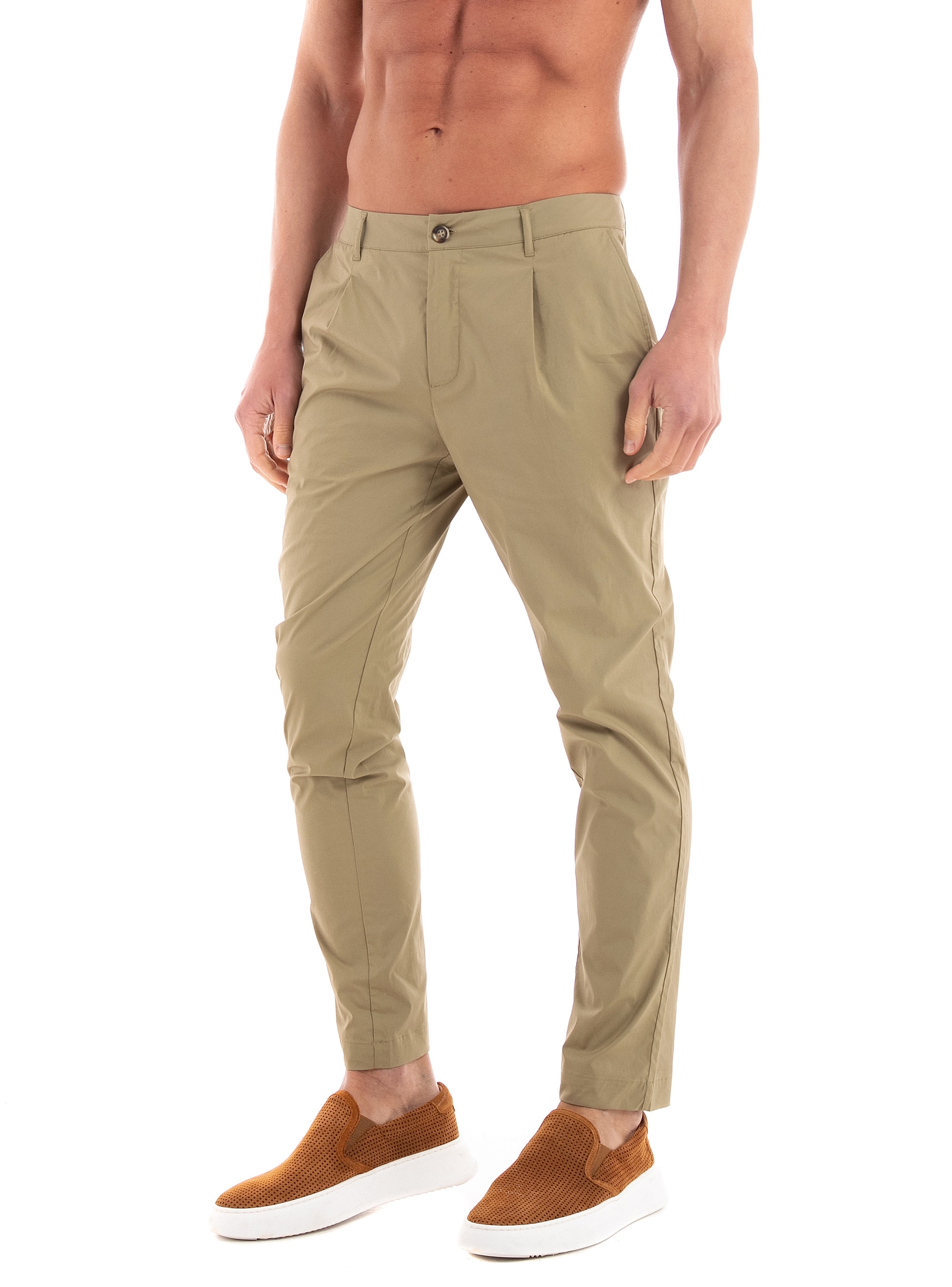 Scotch & Soda Blake Lightweight Poplin Pleated Chino Pants - Khaki