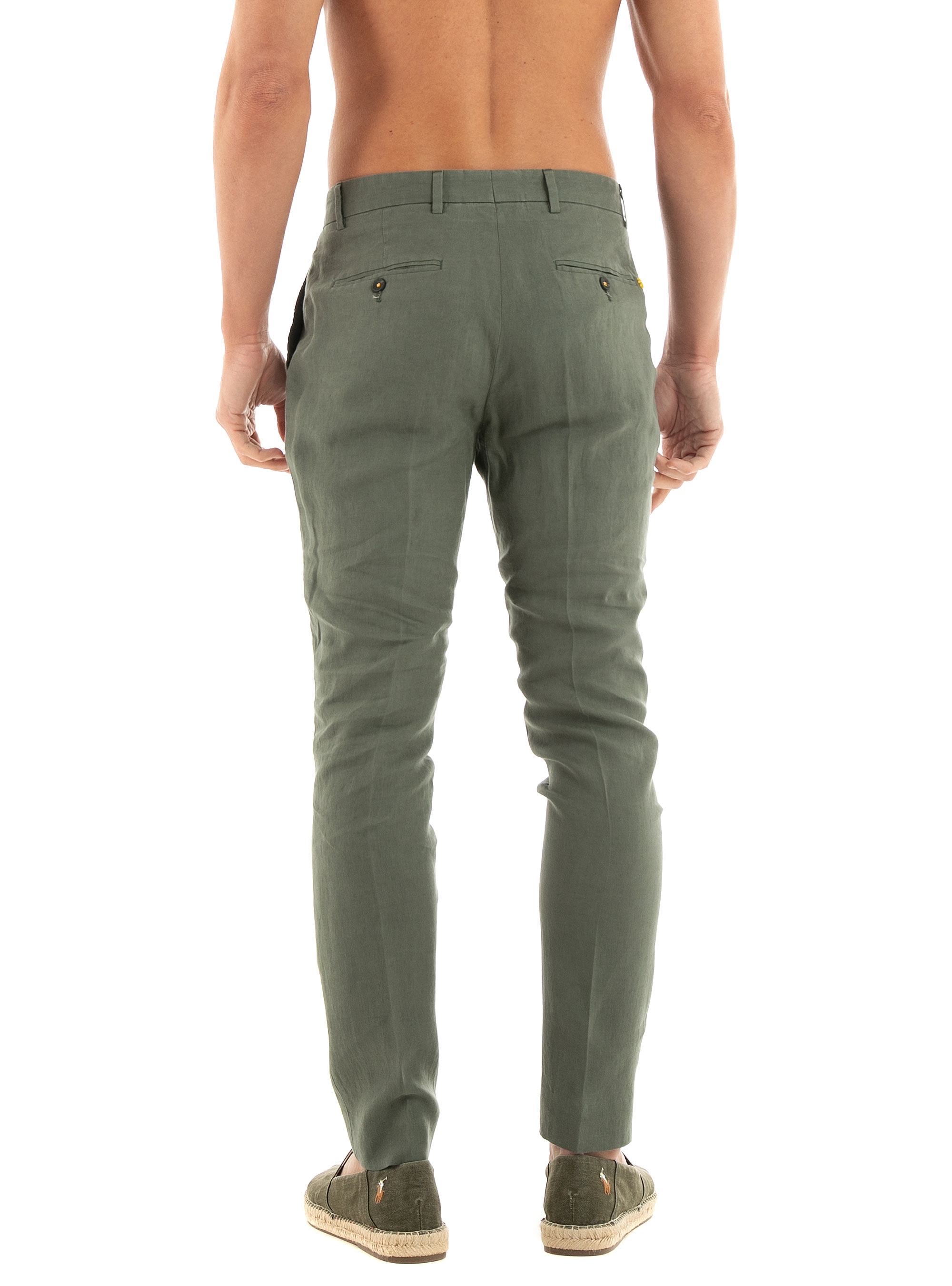 Manuel Ritz Linen Pants - Dark Olive Green