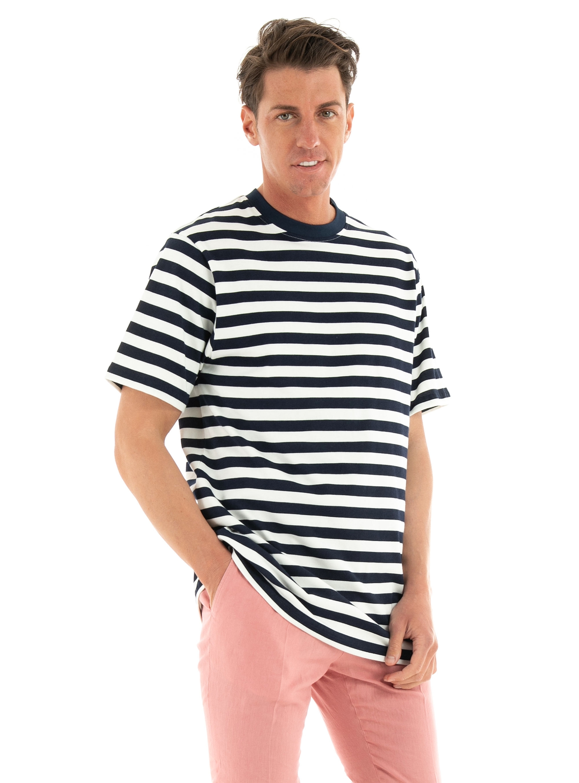 Manuel Ritz Striped T-Shirt - Navy