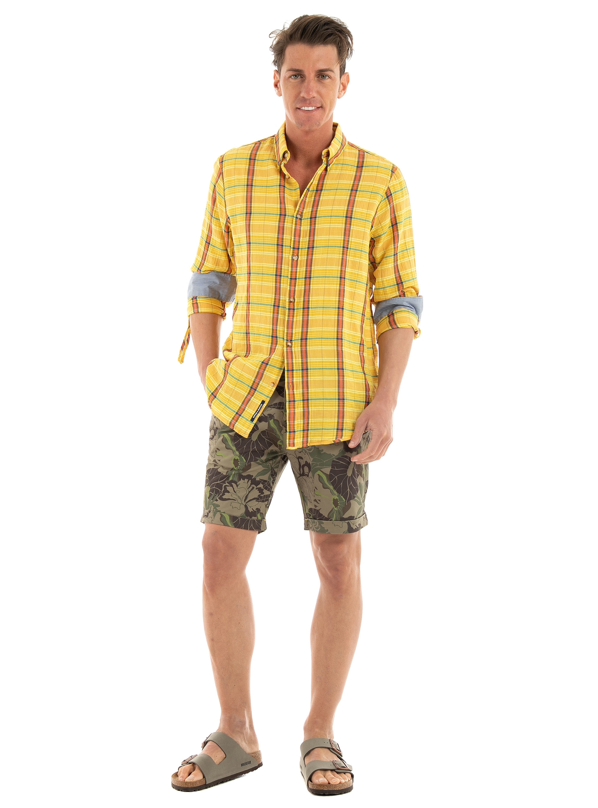 Scotch & Soda Light Weight Voile Shirt With Seersucker - Yellow