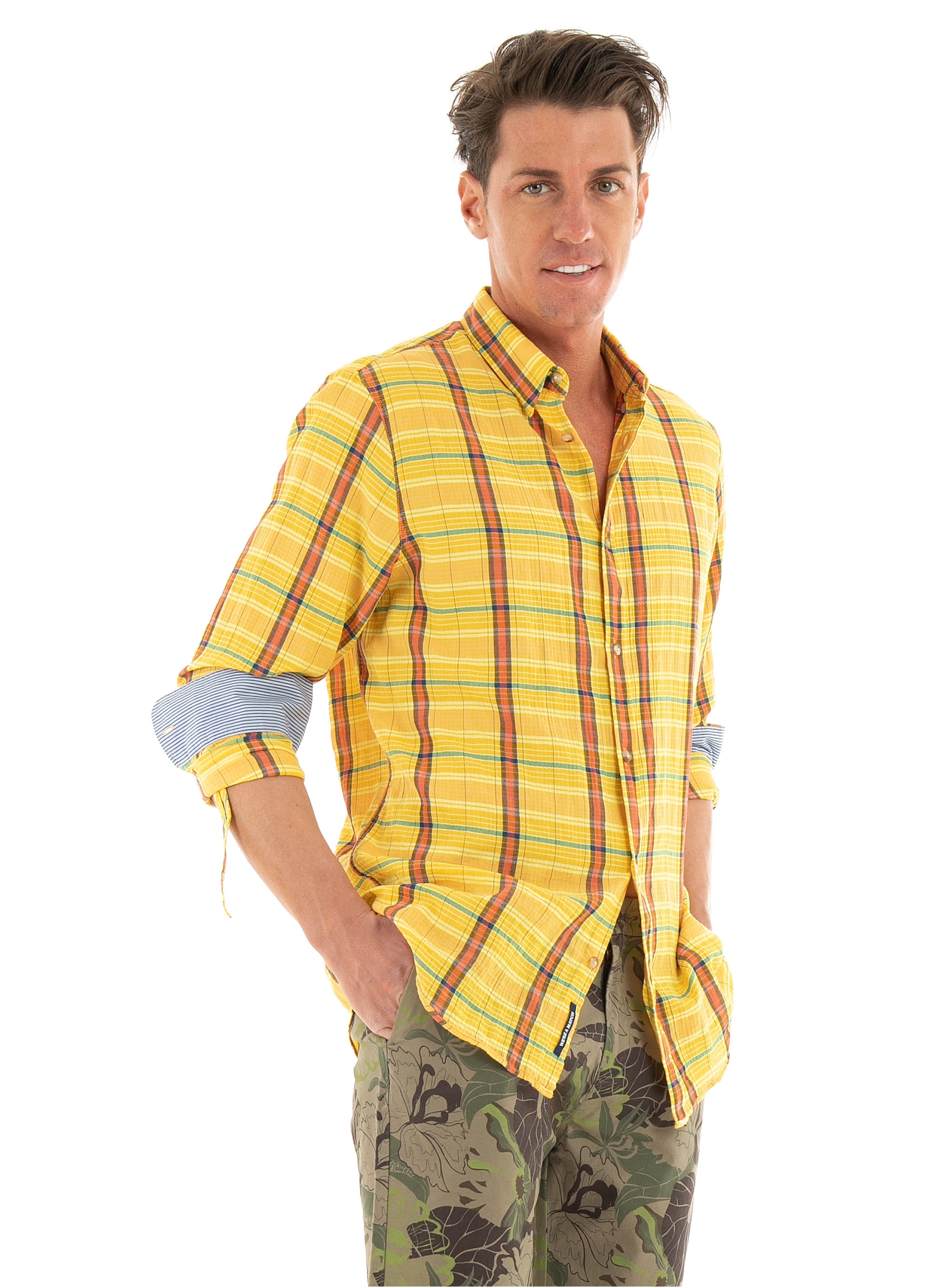 Scotch & Soda Light Weight Voile Shirt With Seersucker - Yellow