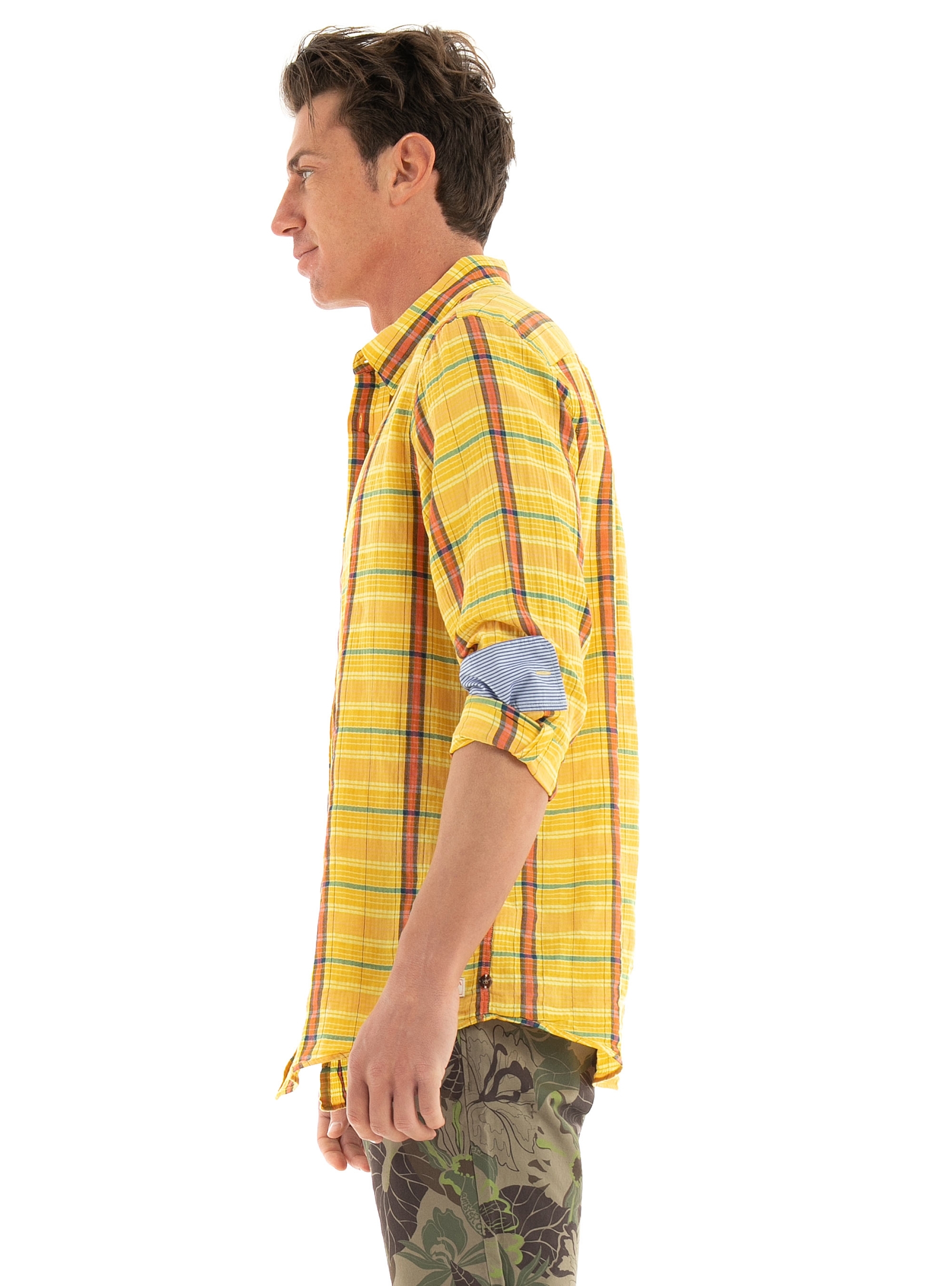 Scotch & Soda Light Weight Voile Shirt With Seersucker - Yellow