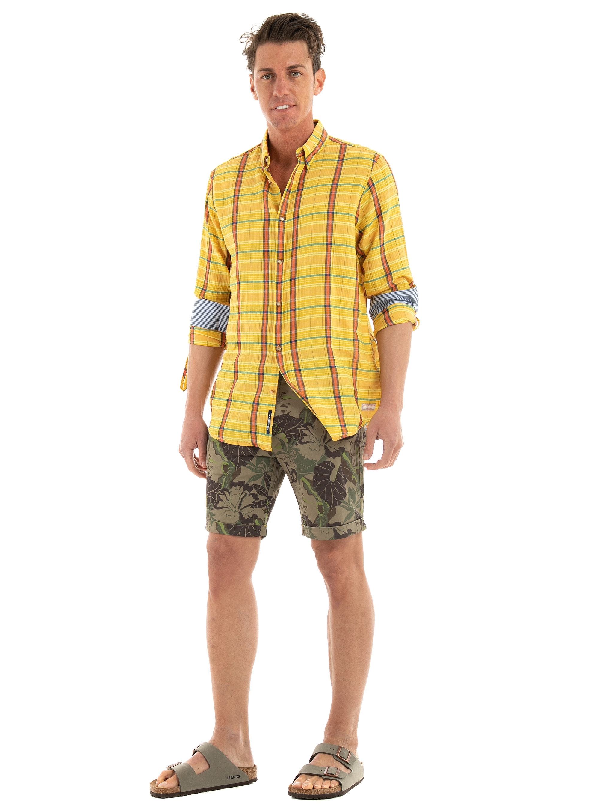 Scotch & Soda Light Weight Voile Shirt With Seersucker - Yellow