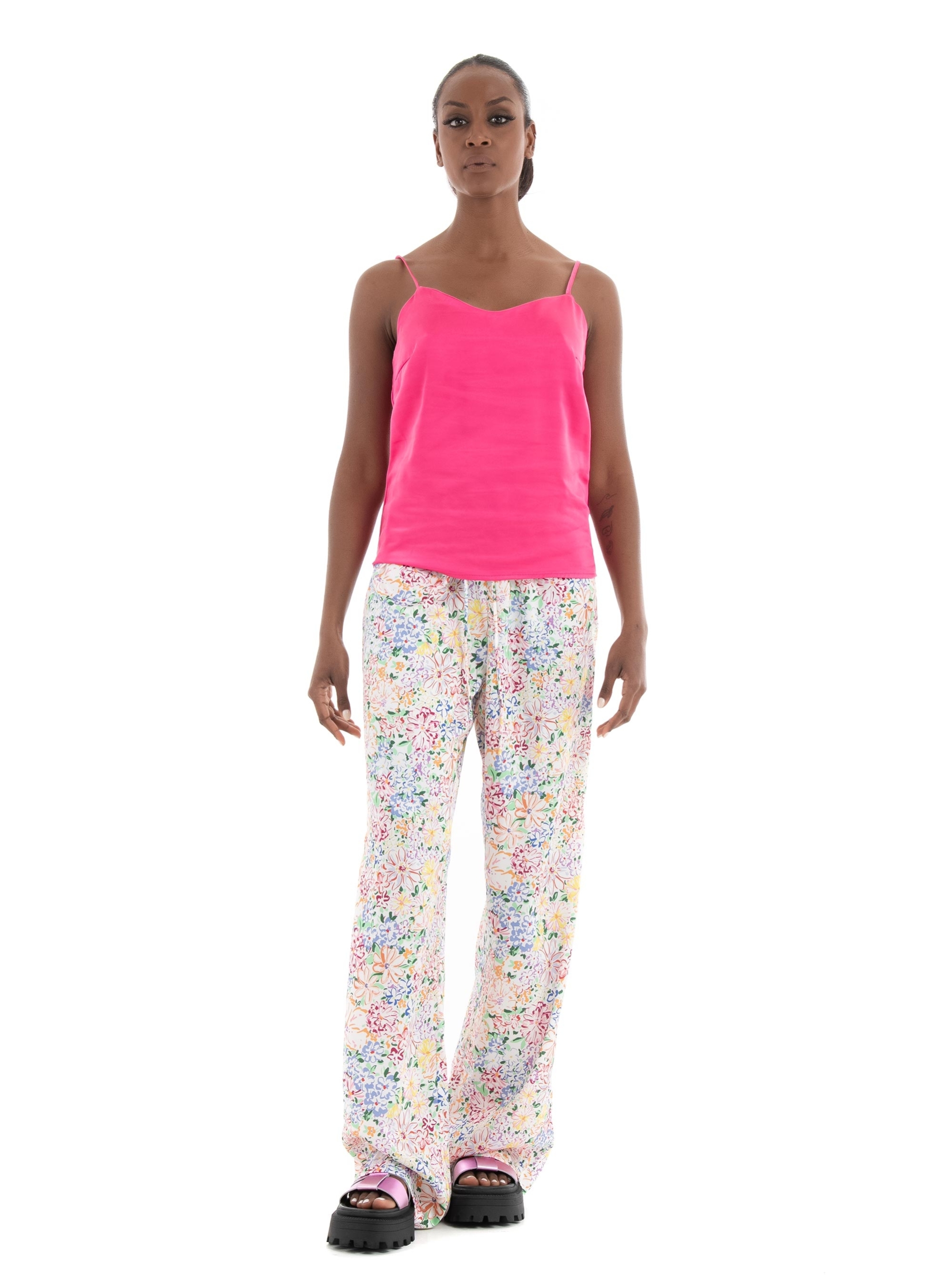 Only Mayra Tie Satin Singlet Top - Hot Pink