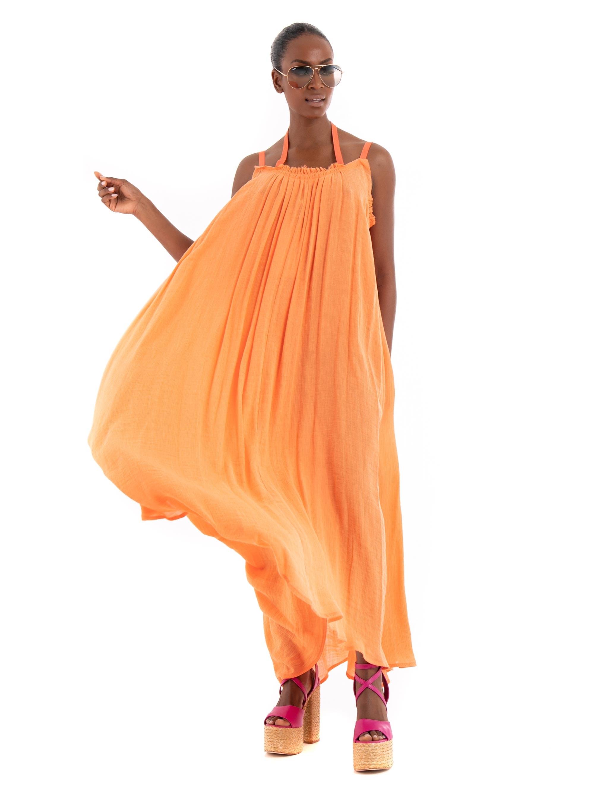 Black & Black Dress - Orange