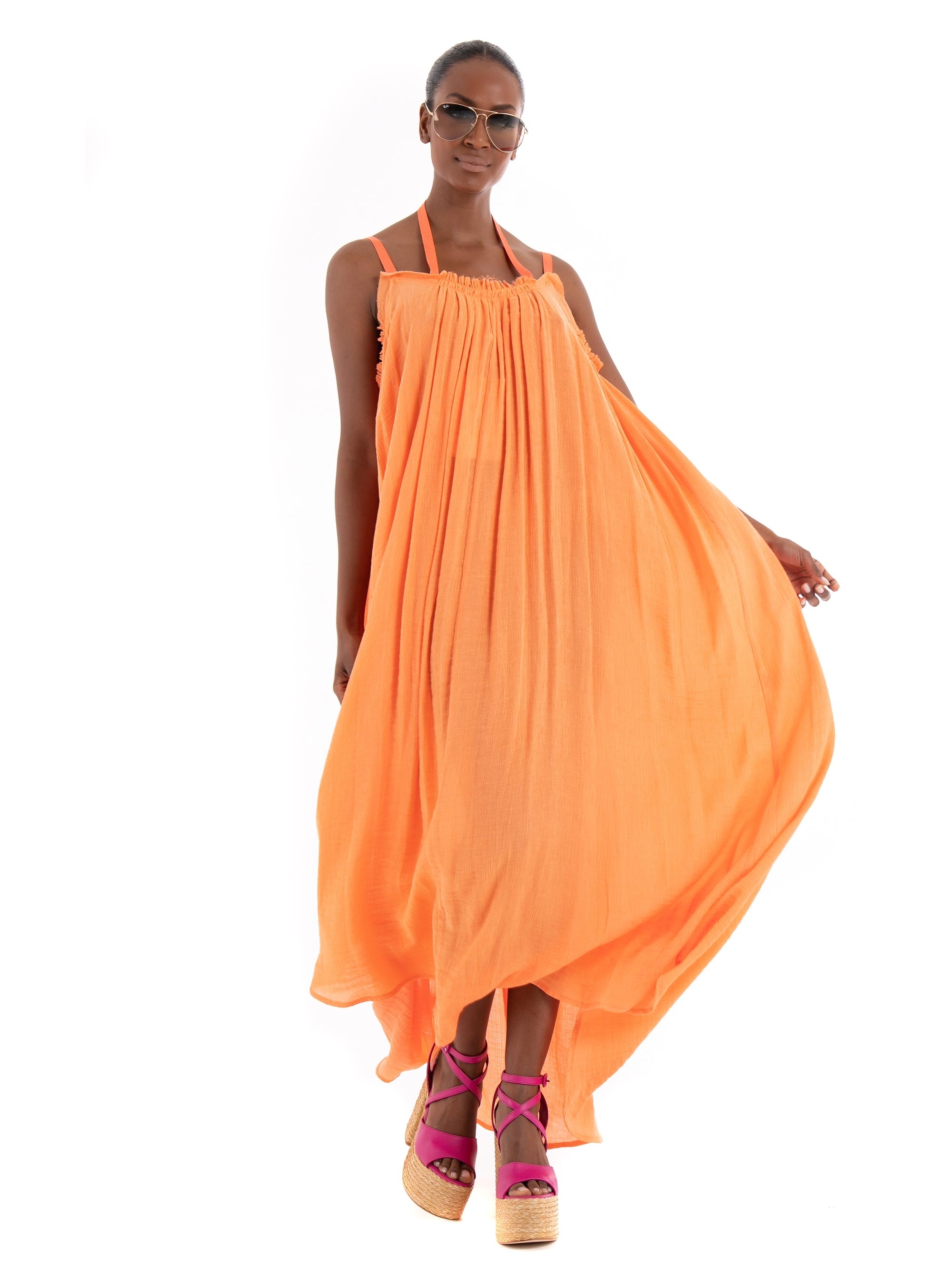 Black & Black Dress - Orange