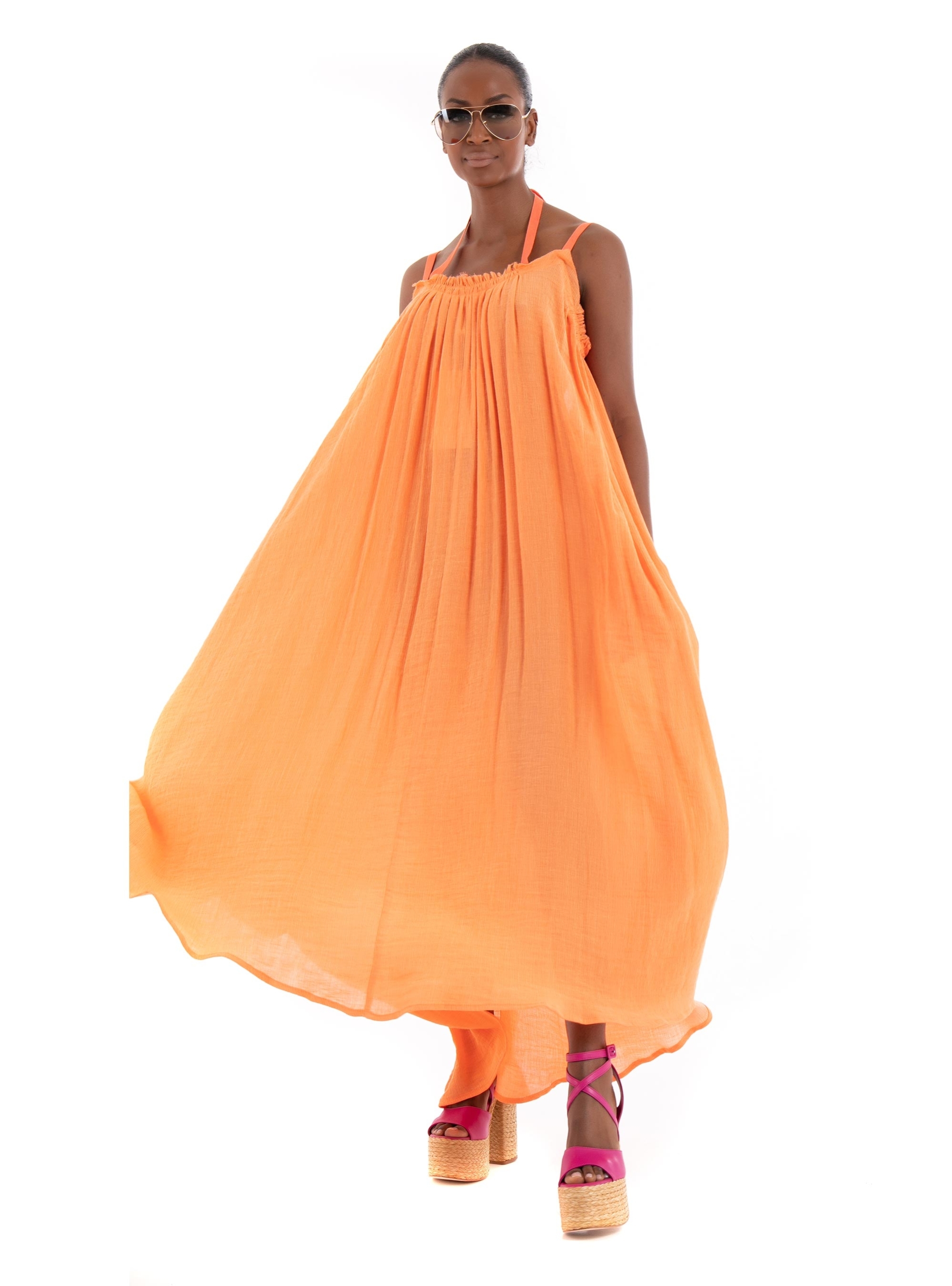 Black & Black Dress - Orange
