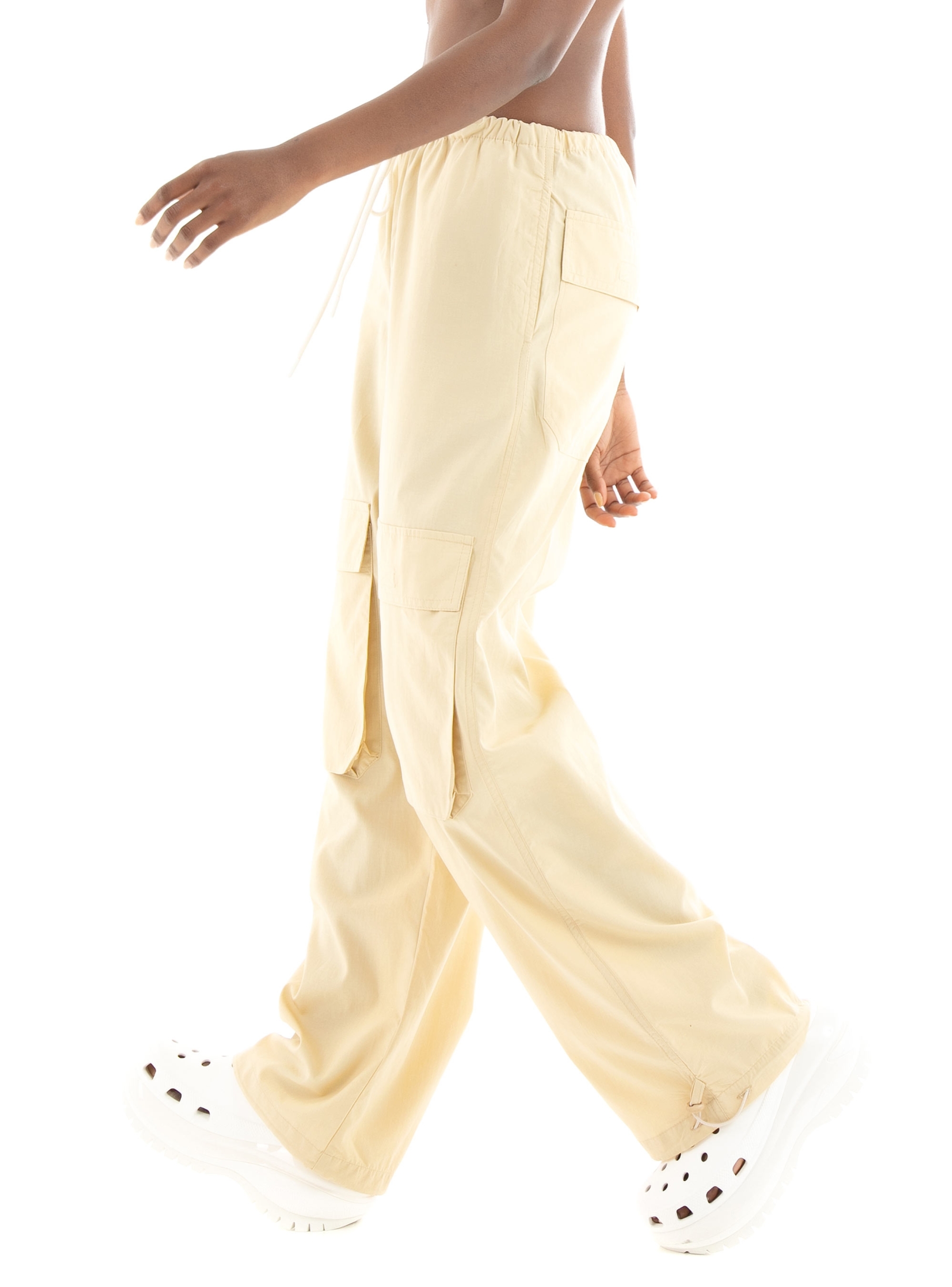 Black & Black Cargo Pants - Beige