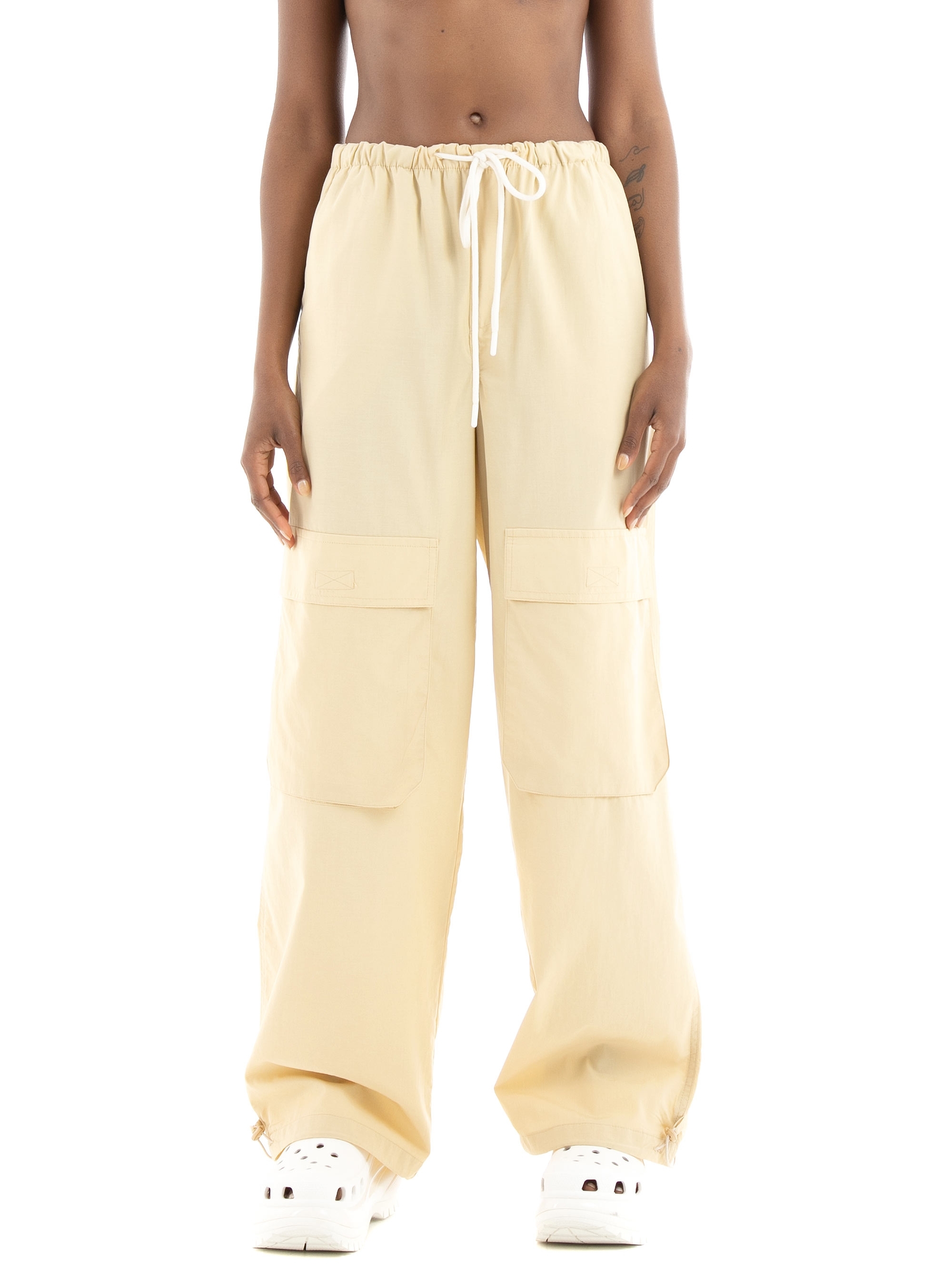 Black & Black Cargo Pants - Beige