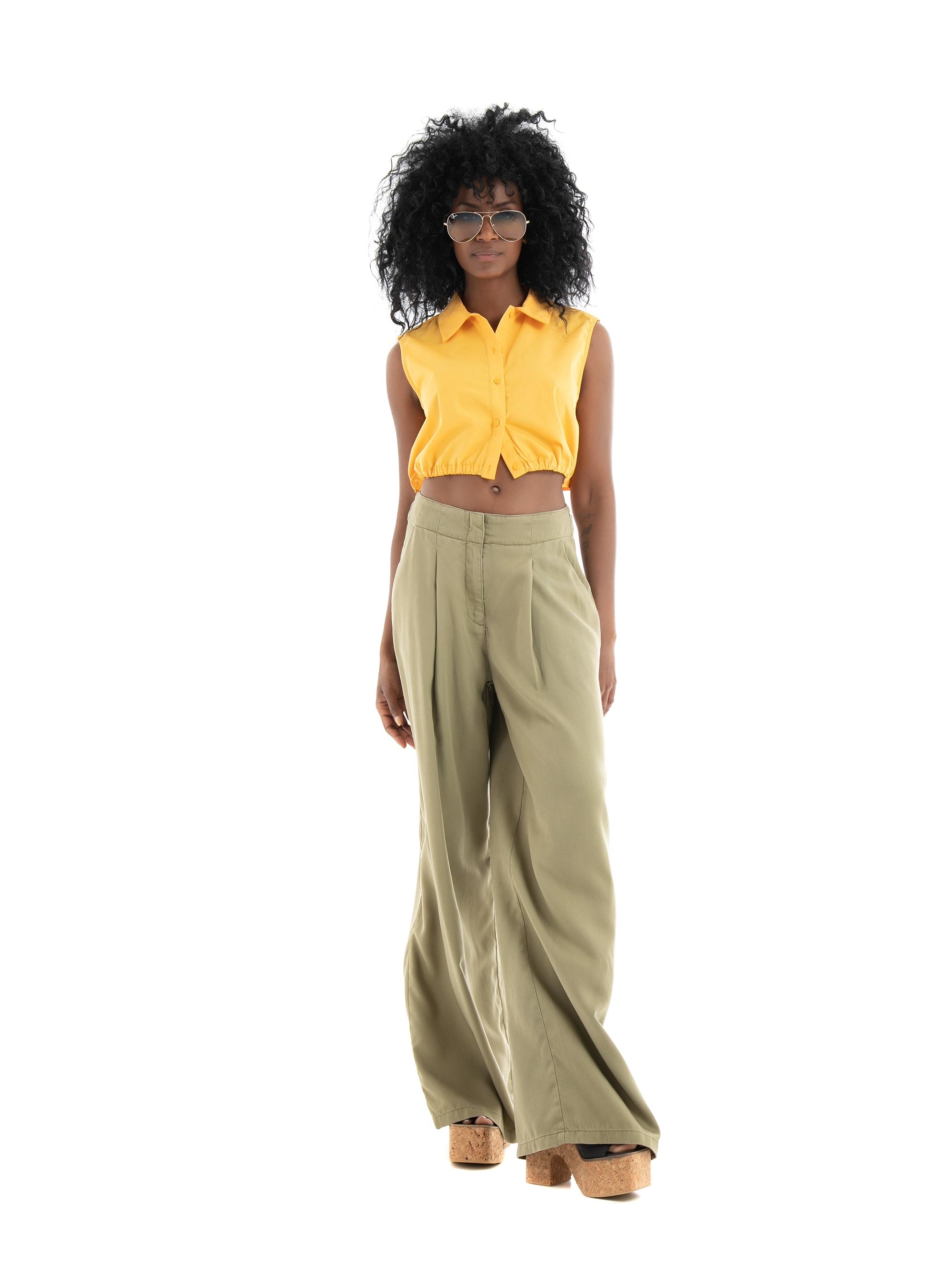 JJXX Roe Mission Cropped Shirt - Mango