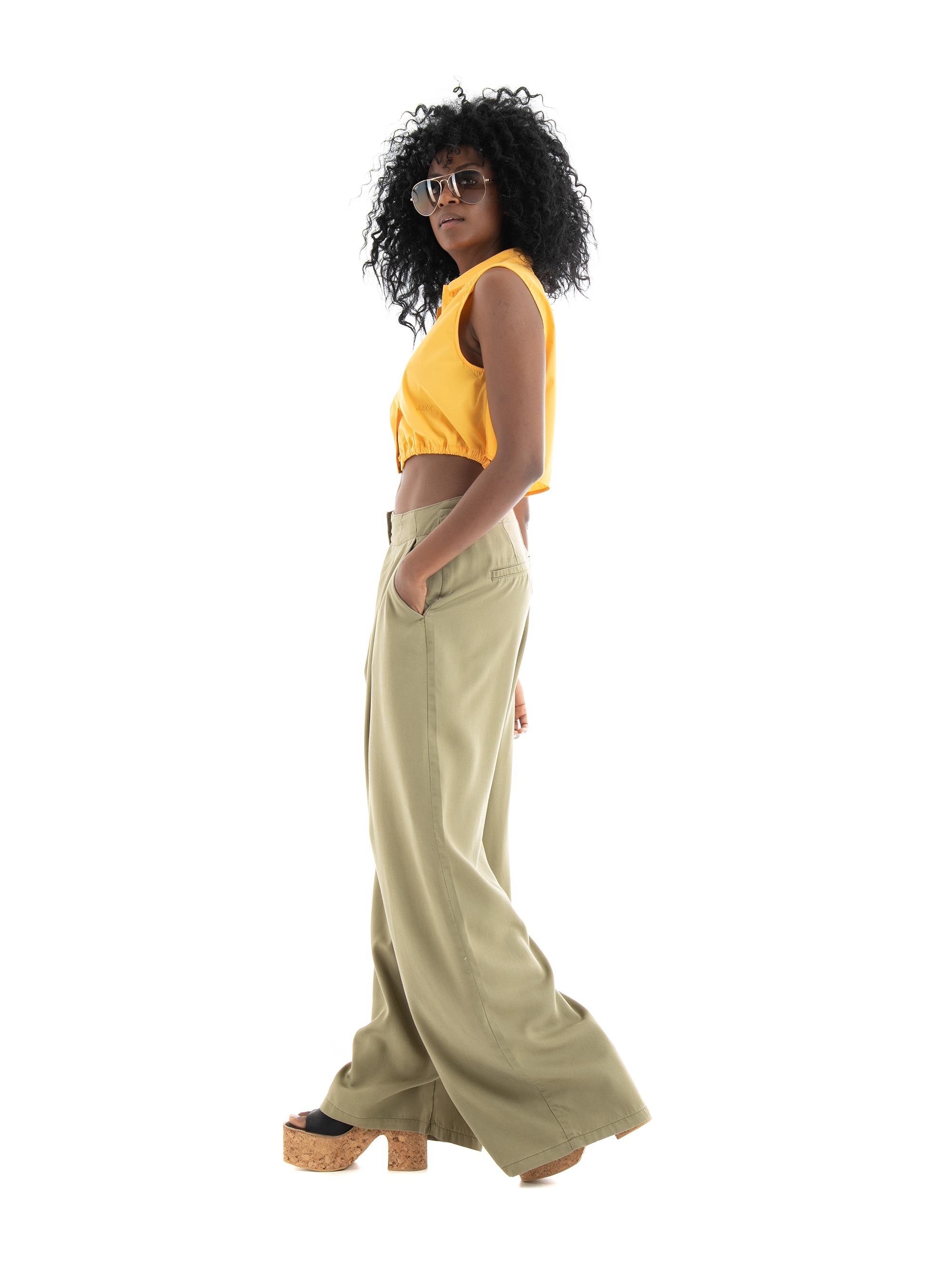 JJXX Roe Mission Cropped Shirt - Mango