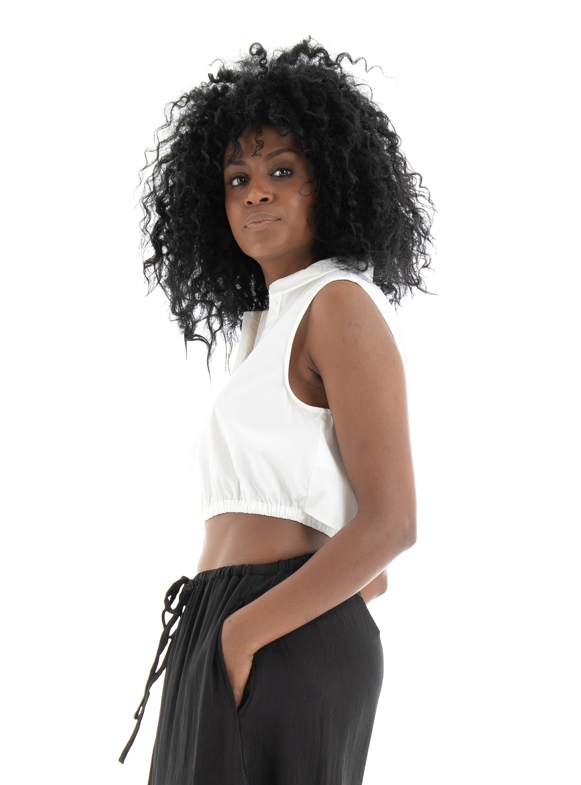 JJXX Roe Mission Cropped Shirt - White