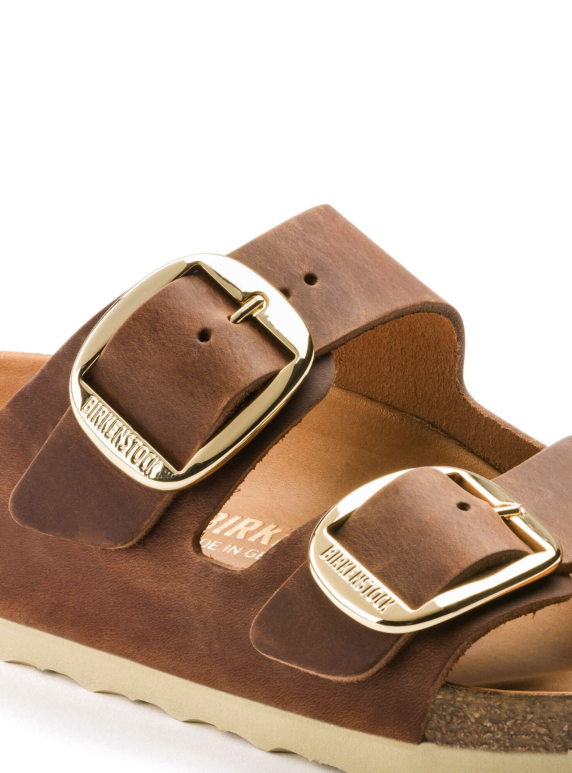 Birkenstock Arizona Big Buckle Oiled Leather Narrow Fit Sandals - Cognac