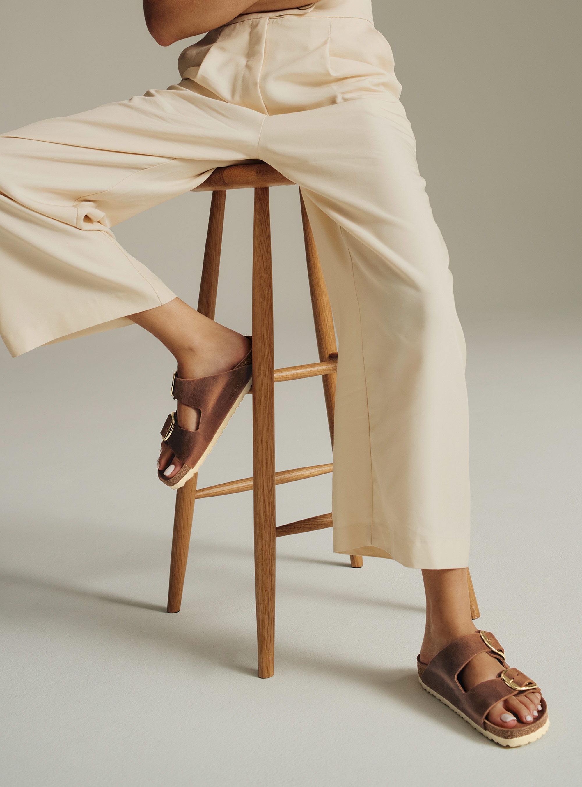 Birkenstock Arizona Big Buckle Oiled Leather Narrow Fit Sandals - Cognac