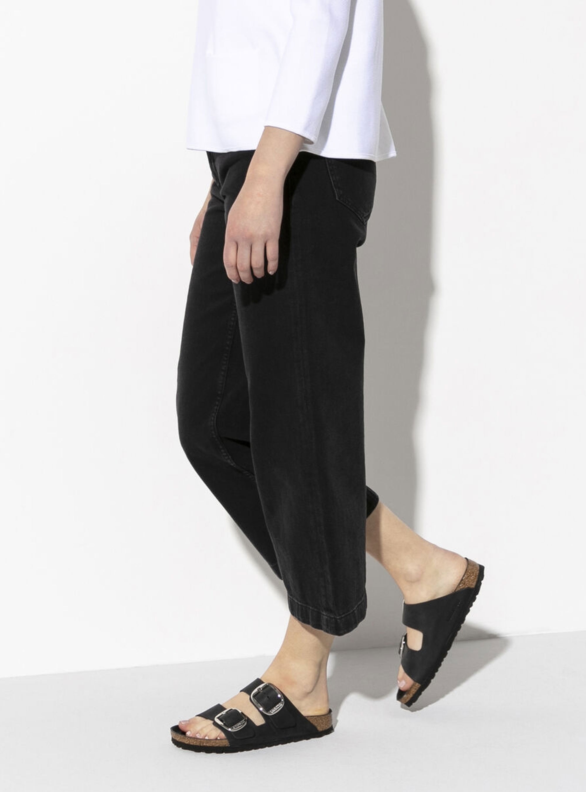 Birkenstock Arizona Big Buckle Oiled Leather Narrow Fit Sandals - Black