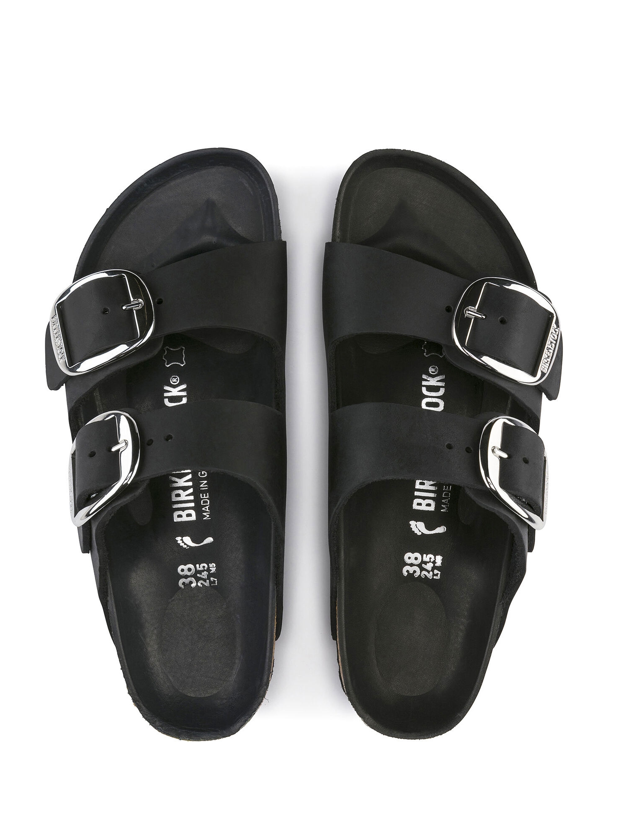 Birkenstock Arizona Big Buckle Oiled Leather Narrow Fit Sandals - Black