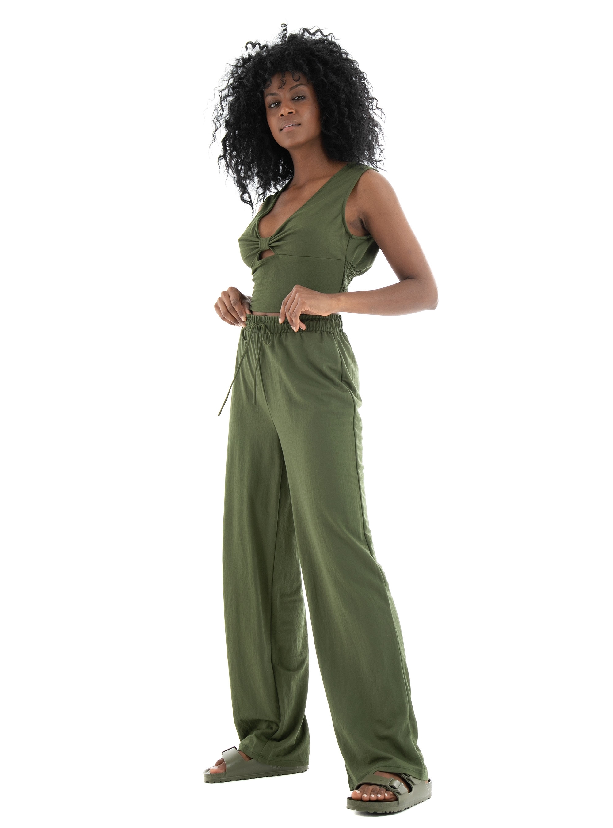 Only Jany Twist Top - Dark Olive Green