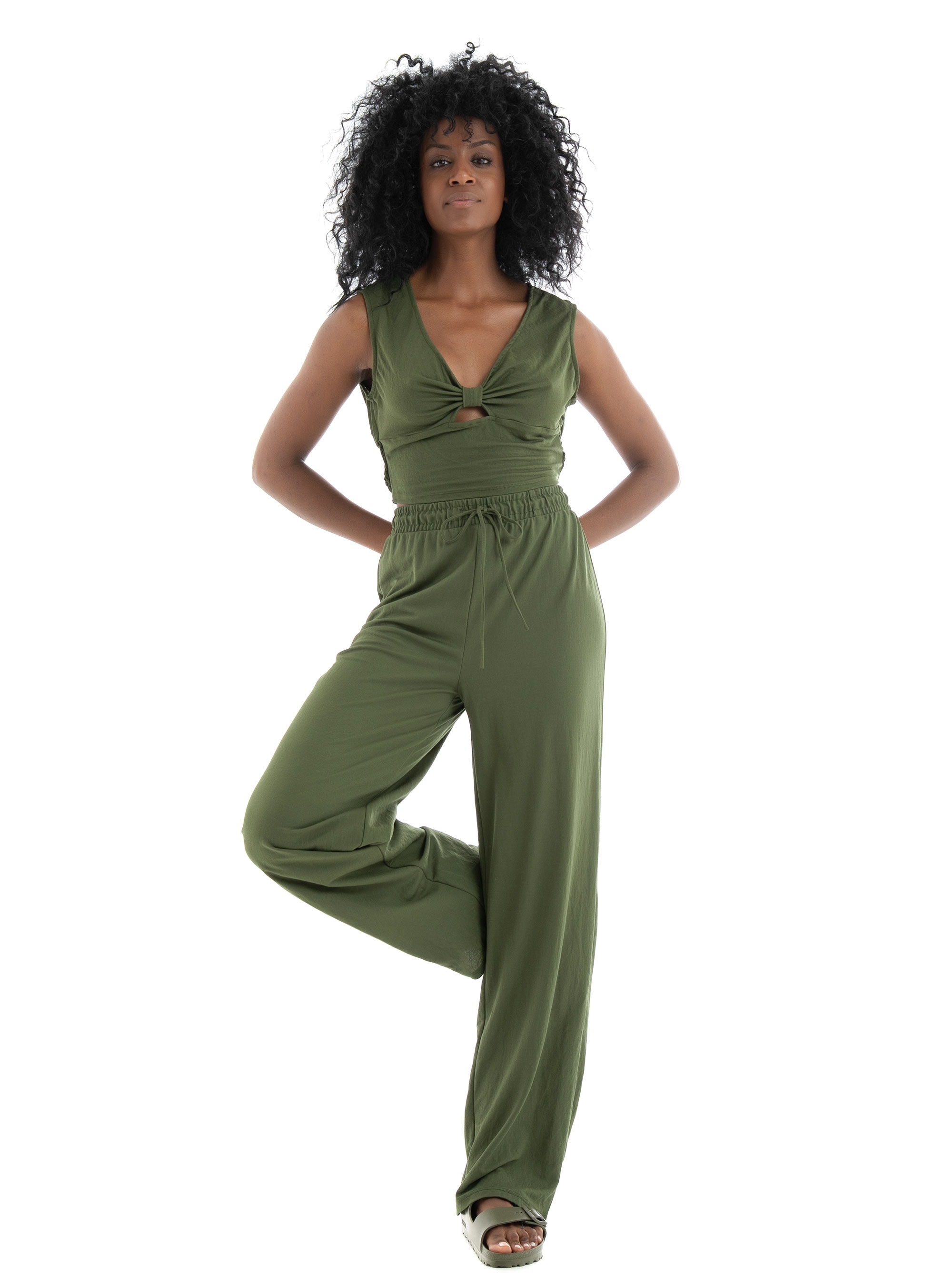 Only Jany Twist Top - Dark Olive Green