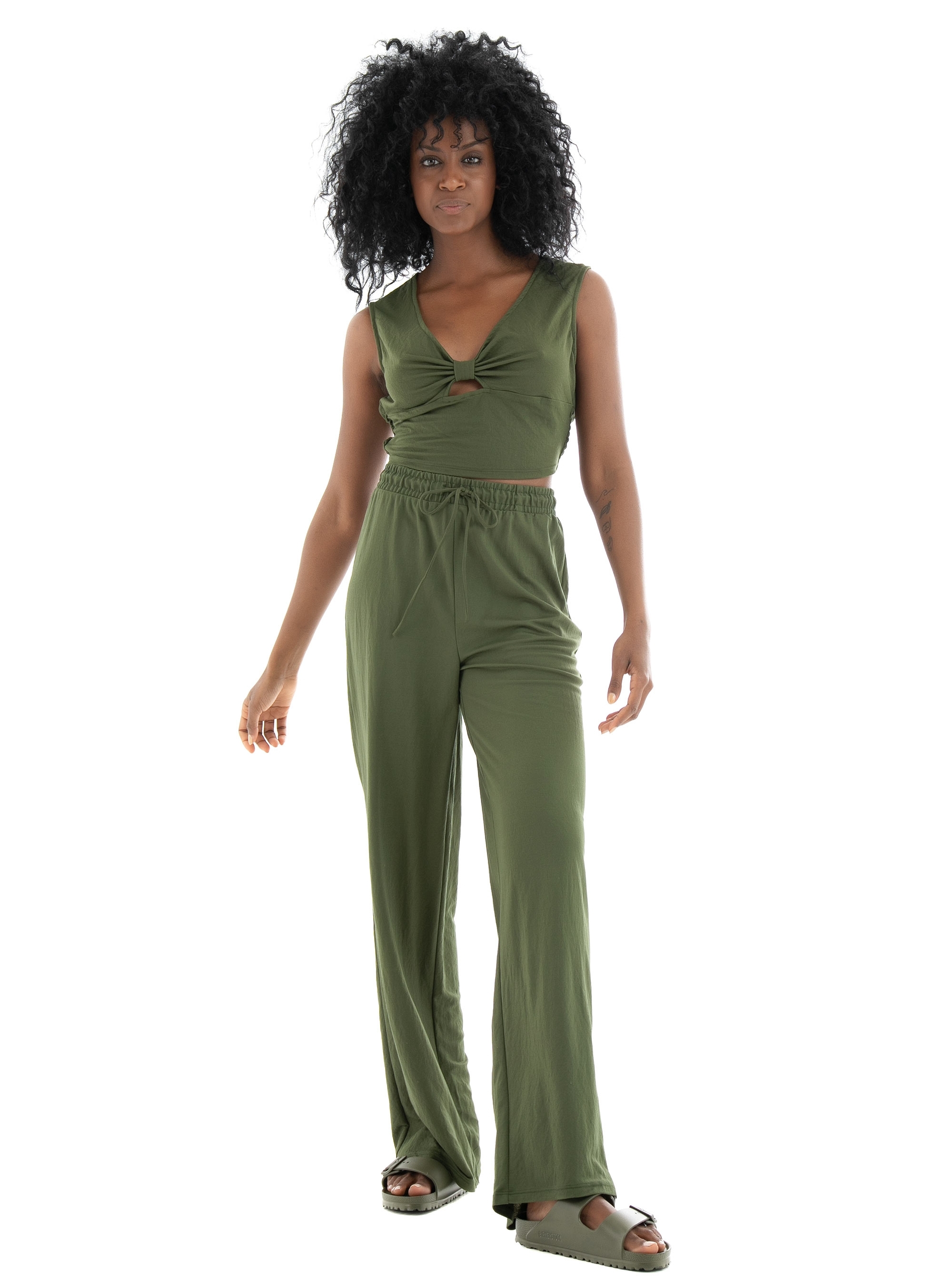 Only Jany Twist Top - Dark Olive Green