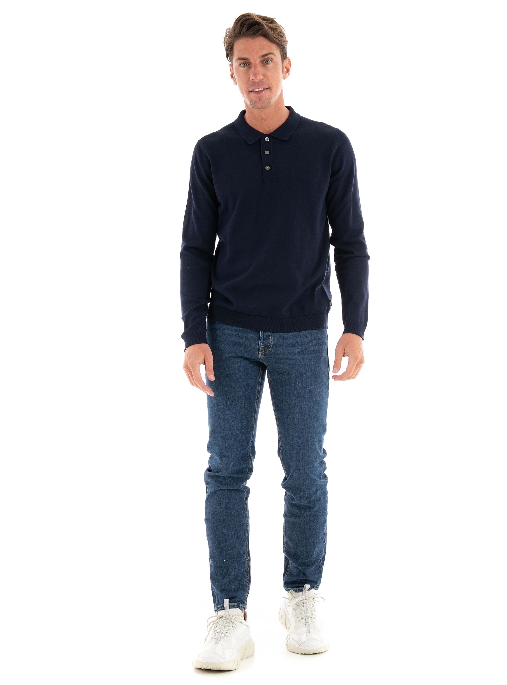 Jack & Jones Premium Igor Knit Polo Shirt - Dark Blue