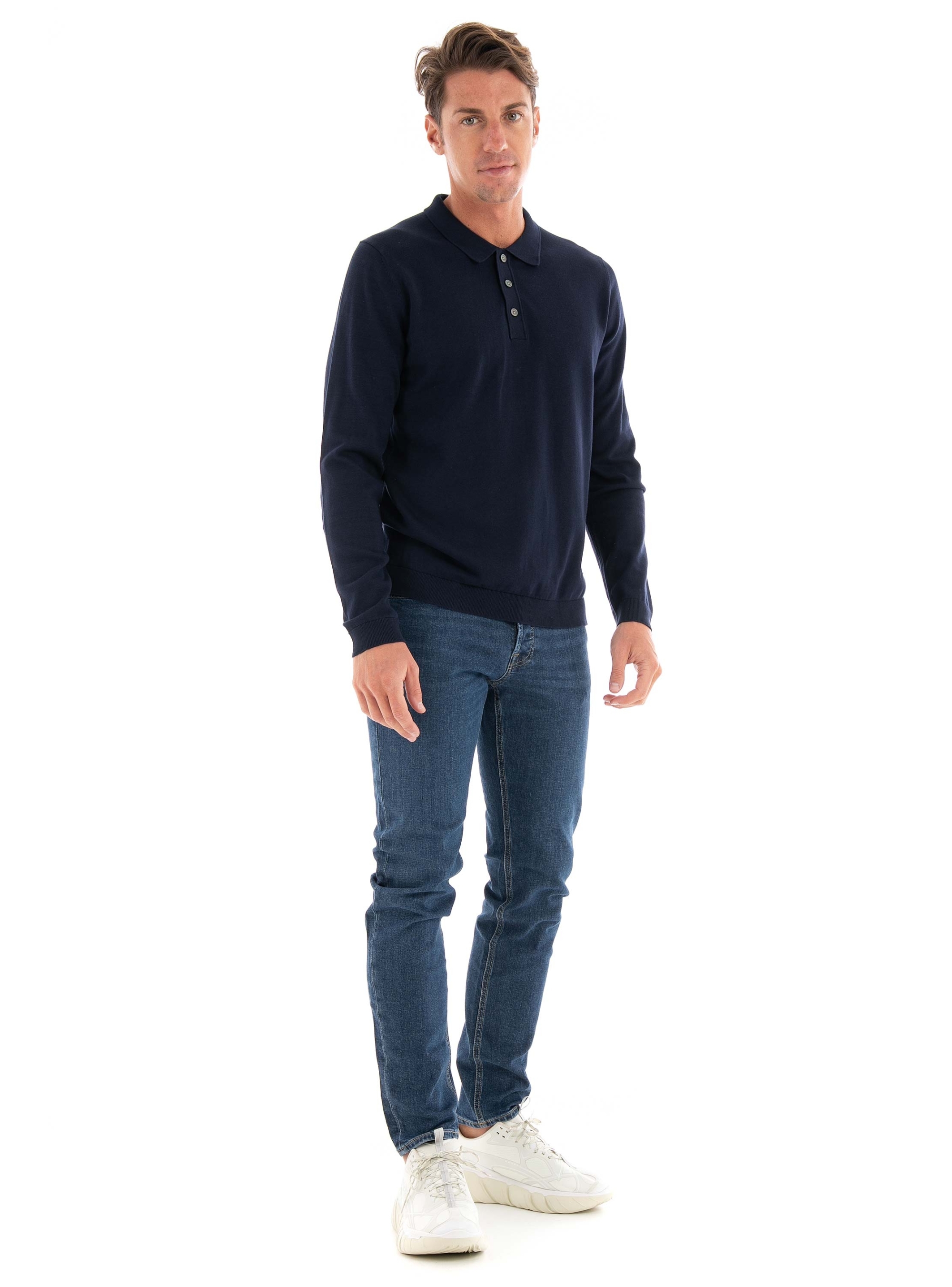 Jack & Jones Premium Igor Knit Polo Shirt - Dark Blue