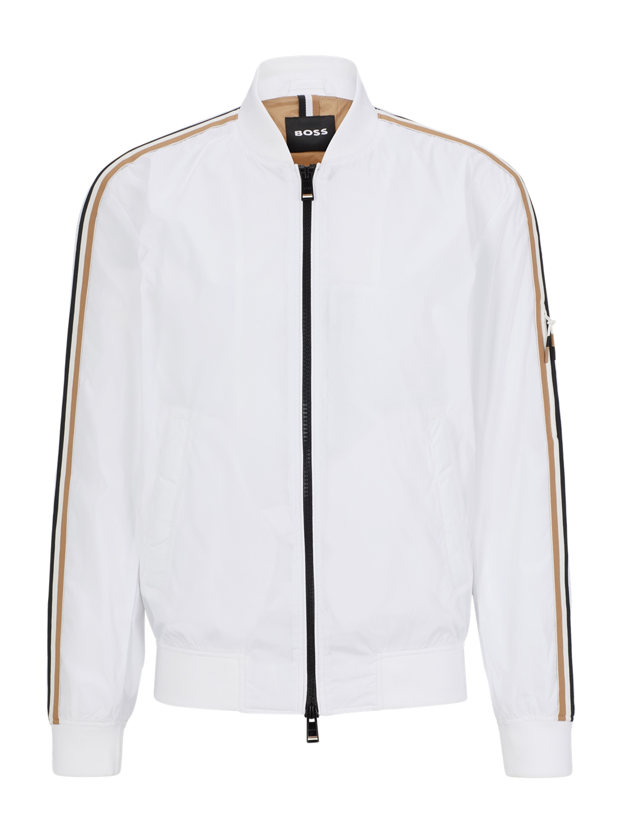 BOSS Recycled-Material Jacket With Signature-Stripe Tape Coltrane - White