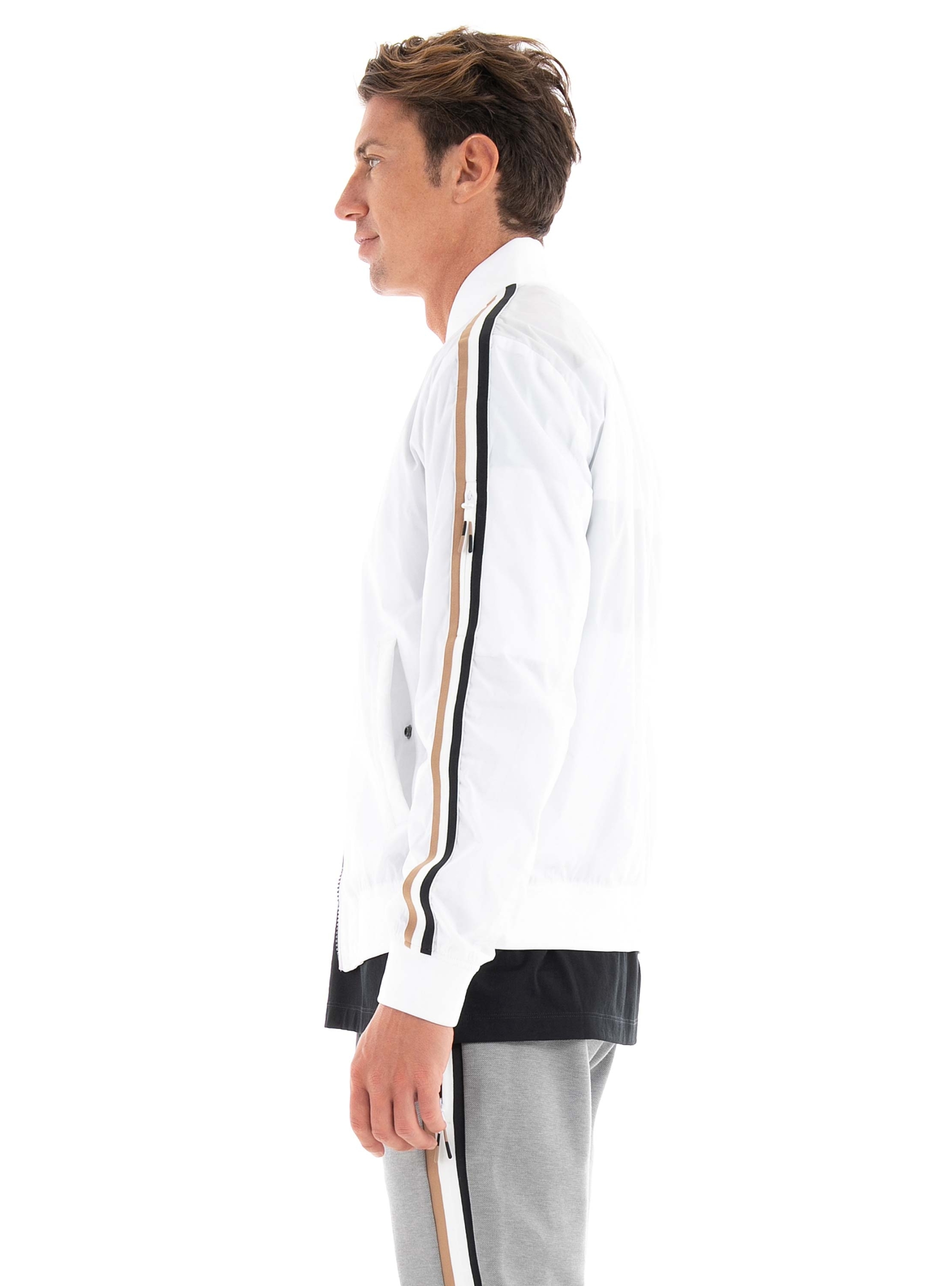 BOSS Recycled-Material Jacket With Signature-Stripe Tape Coltrane - White