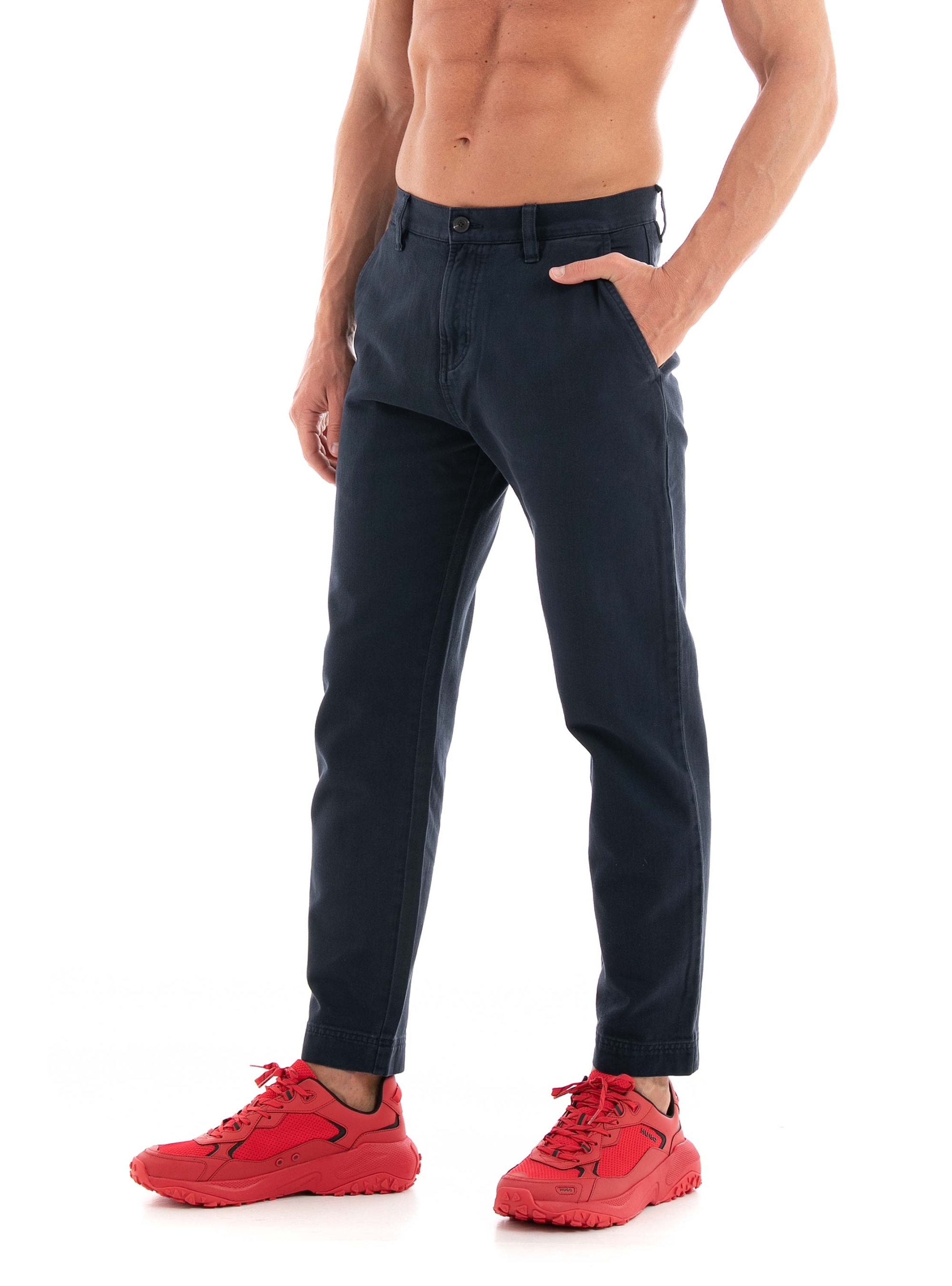 HUGO Tapered Fit Regular Rise Chinos Zeebo233D - Dark Blue