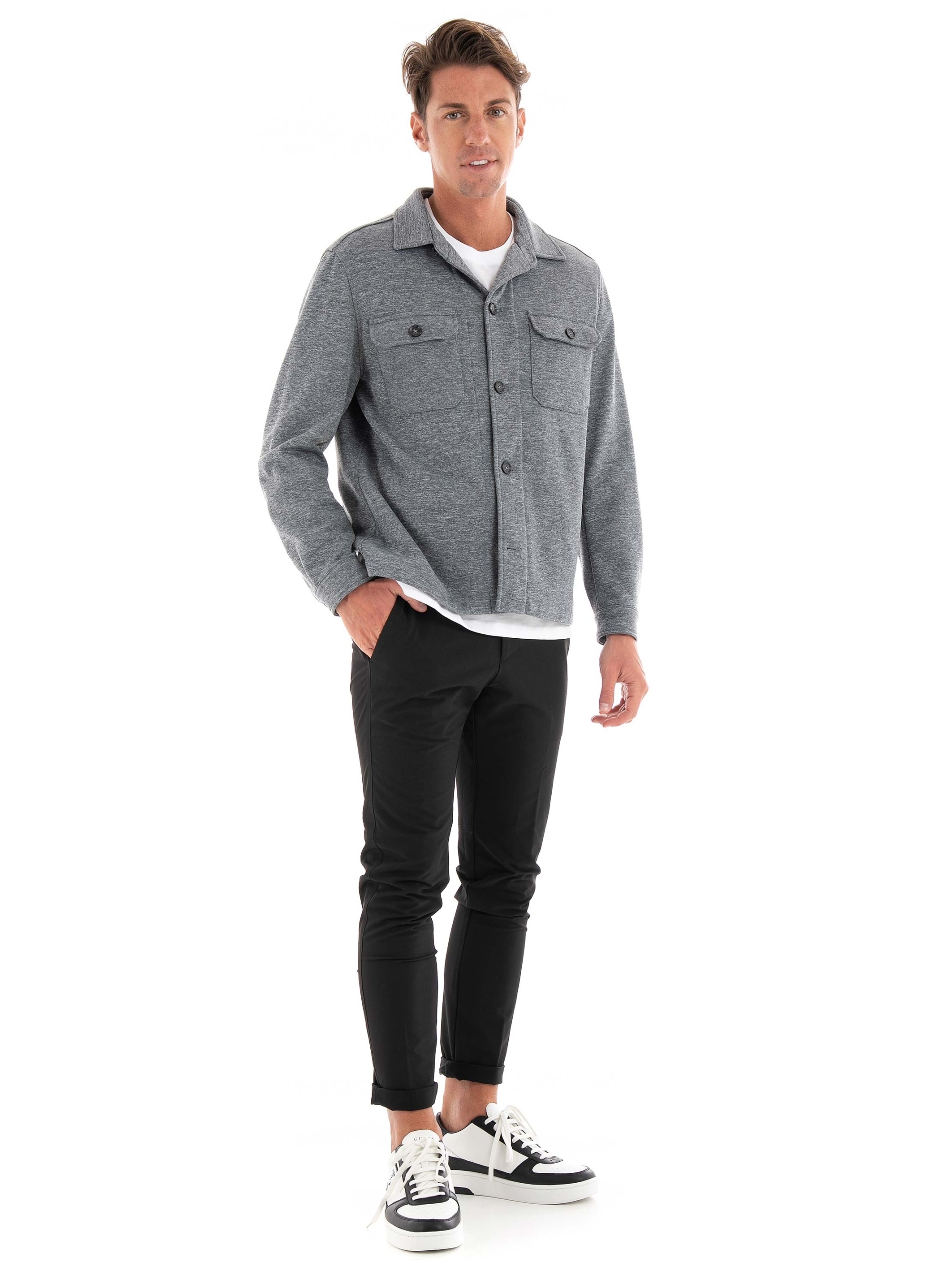 BOSS Relaxed Fit Overshirt C-Carper-J-OS-233F - Light Grey