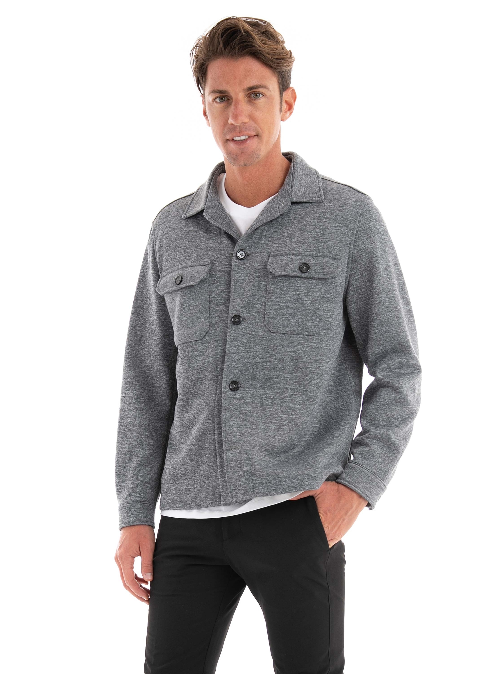 BOSS Relaxed Fit Overshirt C-Carper-J-OS-233F - Light Grey