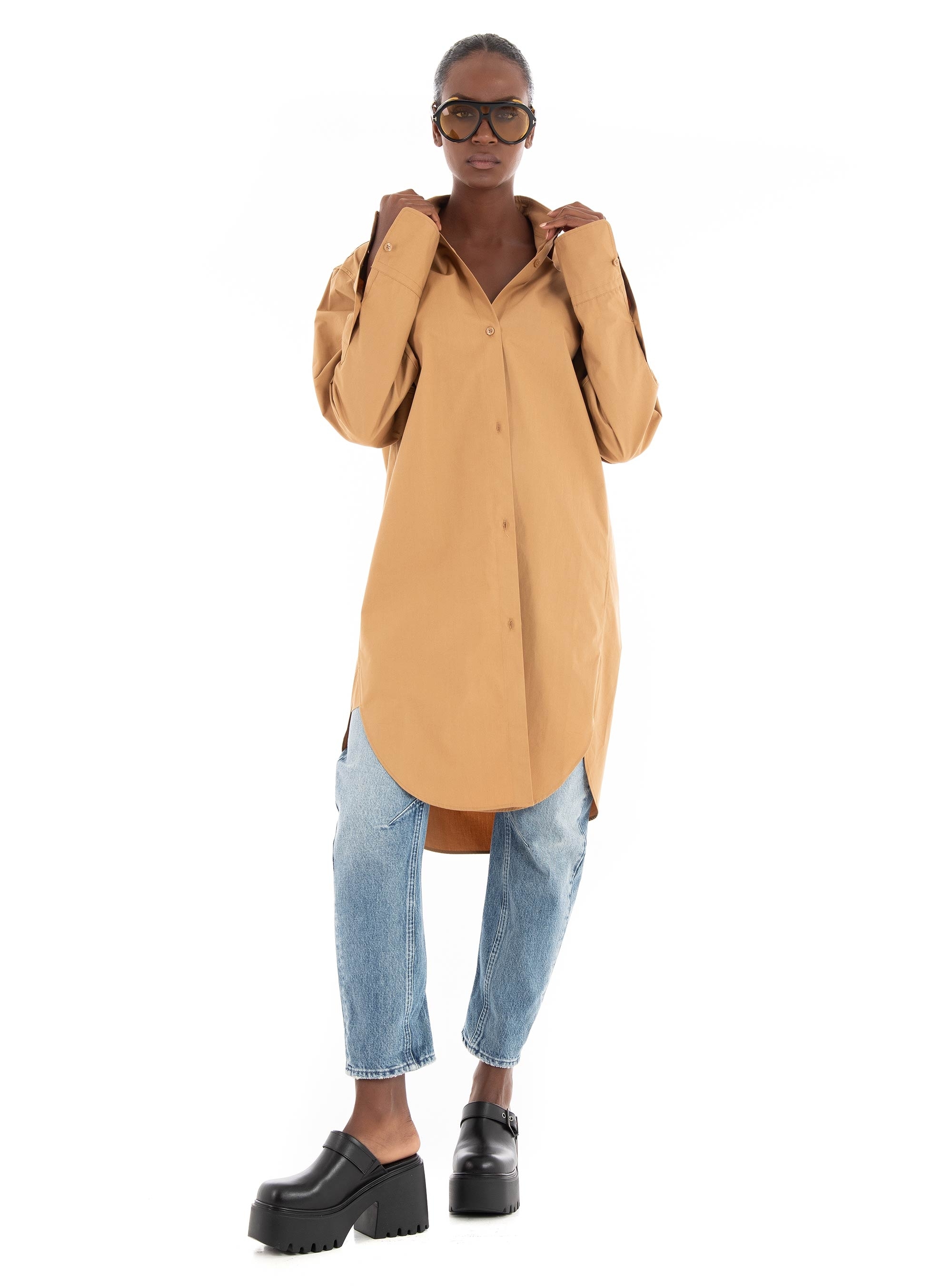 BOSS Long Shirt/Dress Bareid - Beige