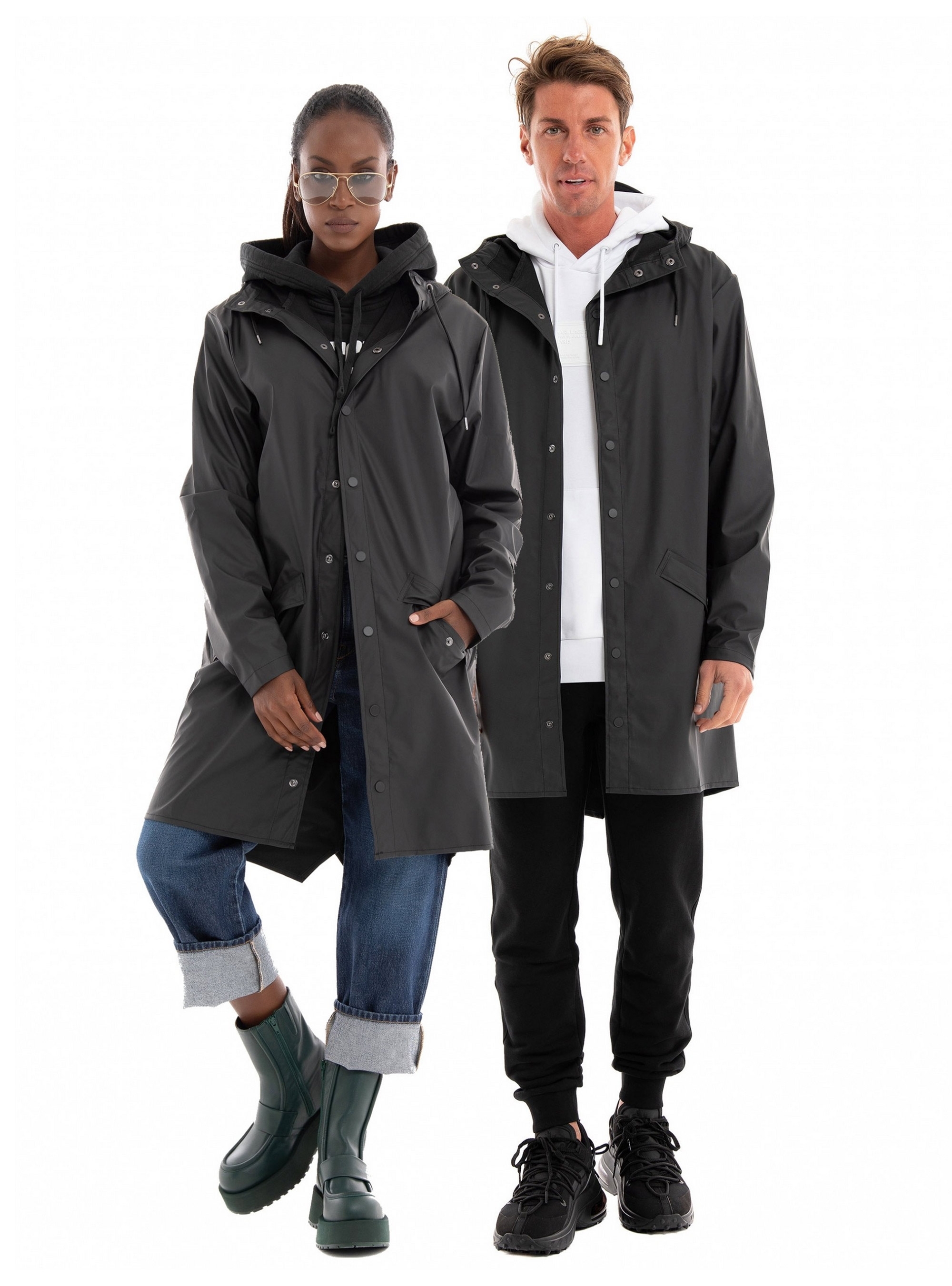 Rains Long Jacket - Black