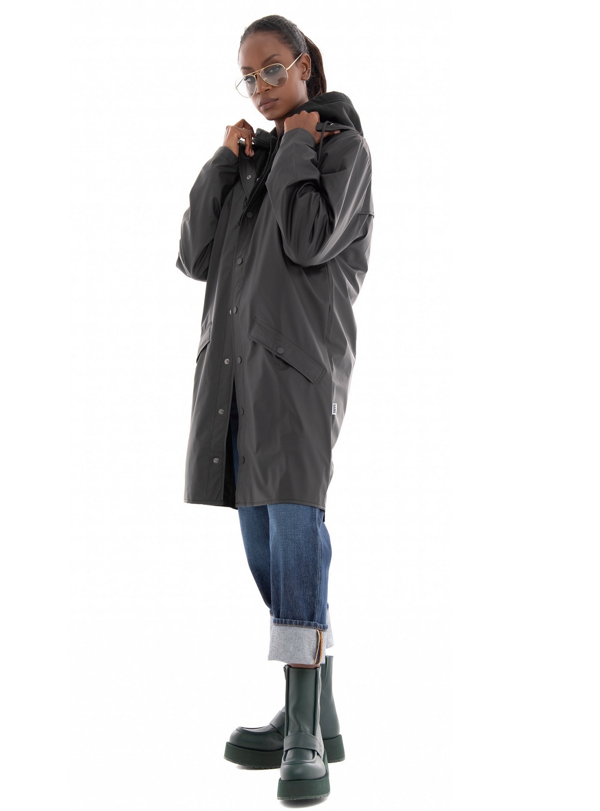Rains Long Jacket - Black