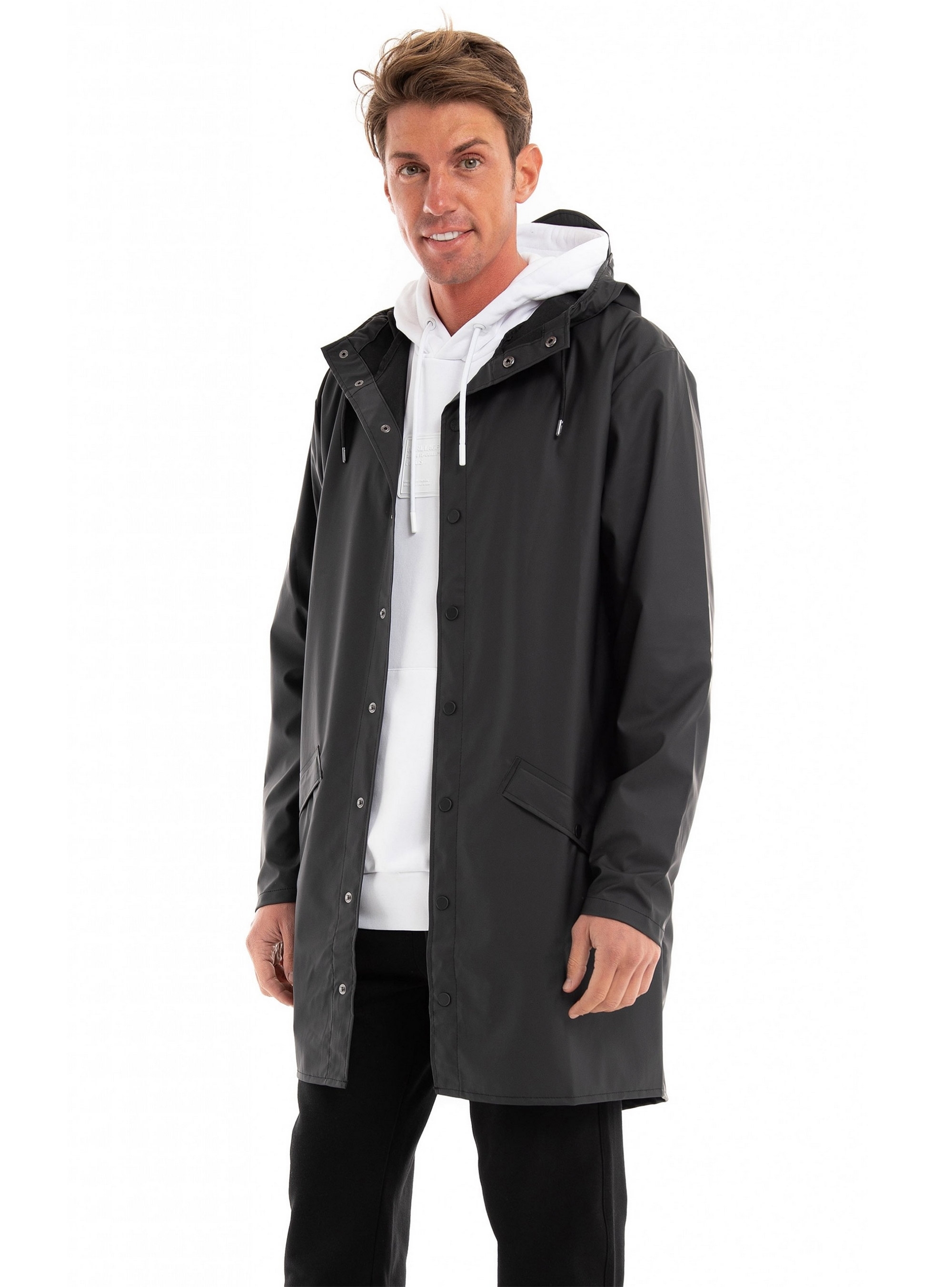 Rains Long Jacket - Black