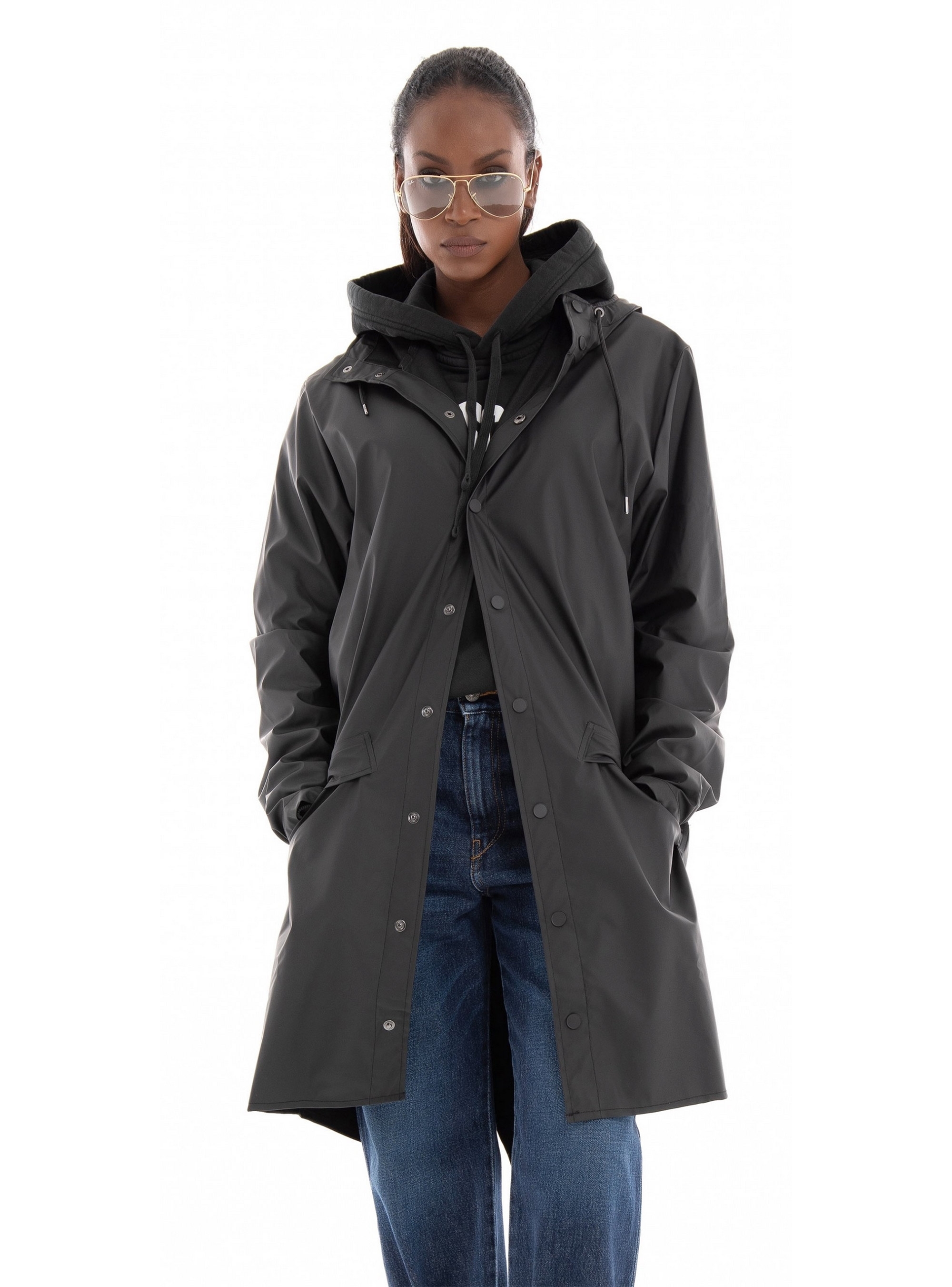Rains Long Jacket - Black
