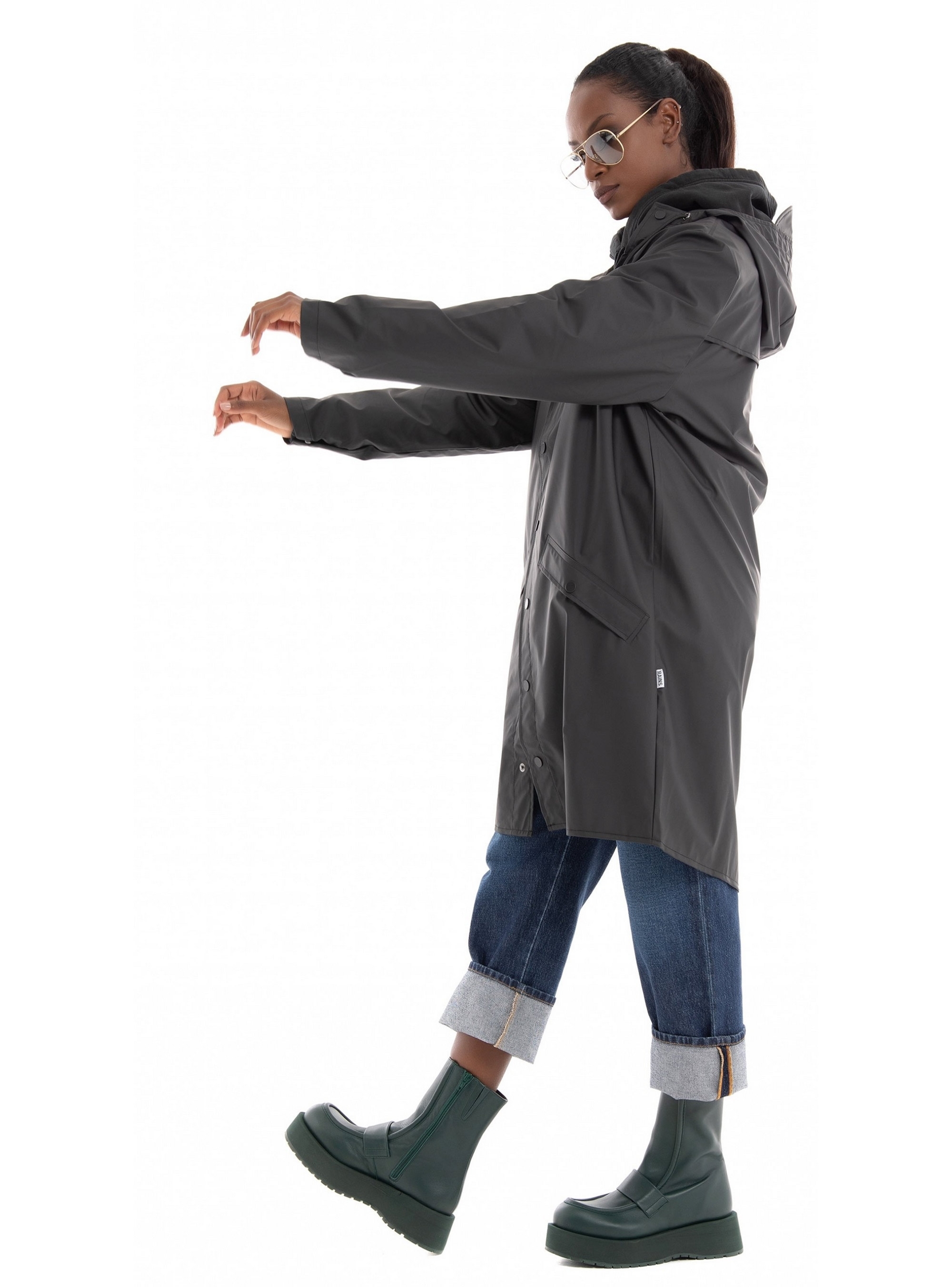 Rains Long Jacket - Black