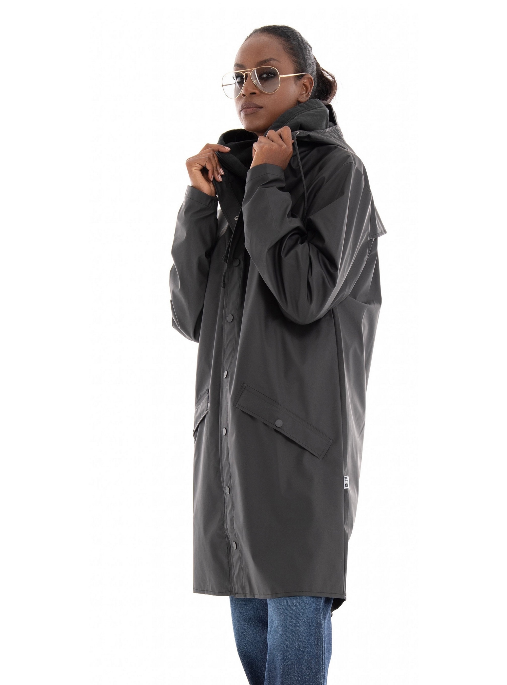 Rains Long Jacket - Black